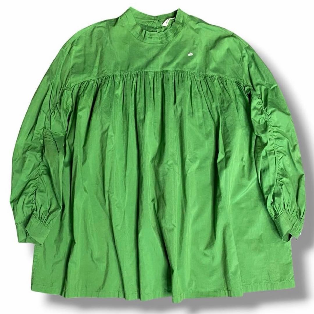 Mina Perhonen Meadow Green Long Sleeve Blouse Shirt Japan Authentic 06173