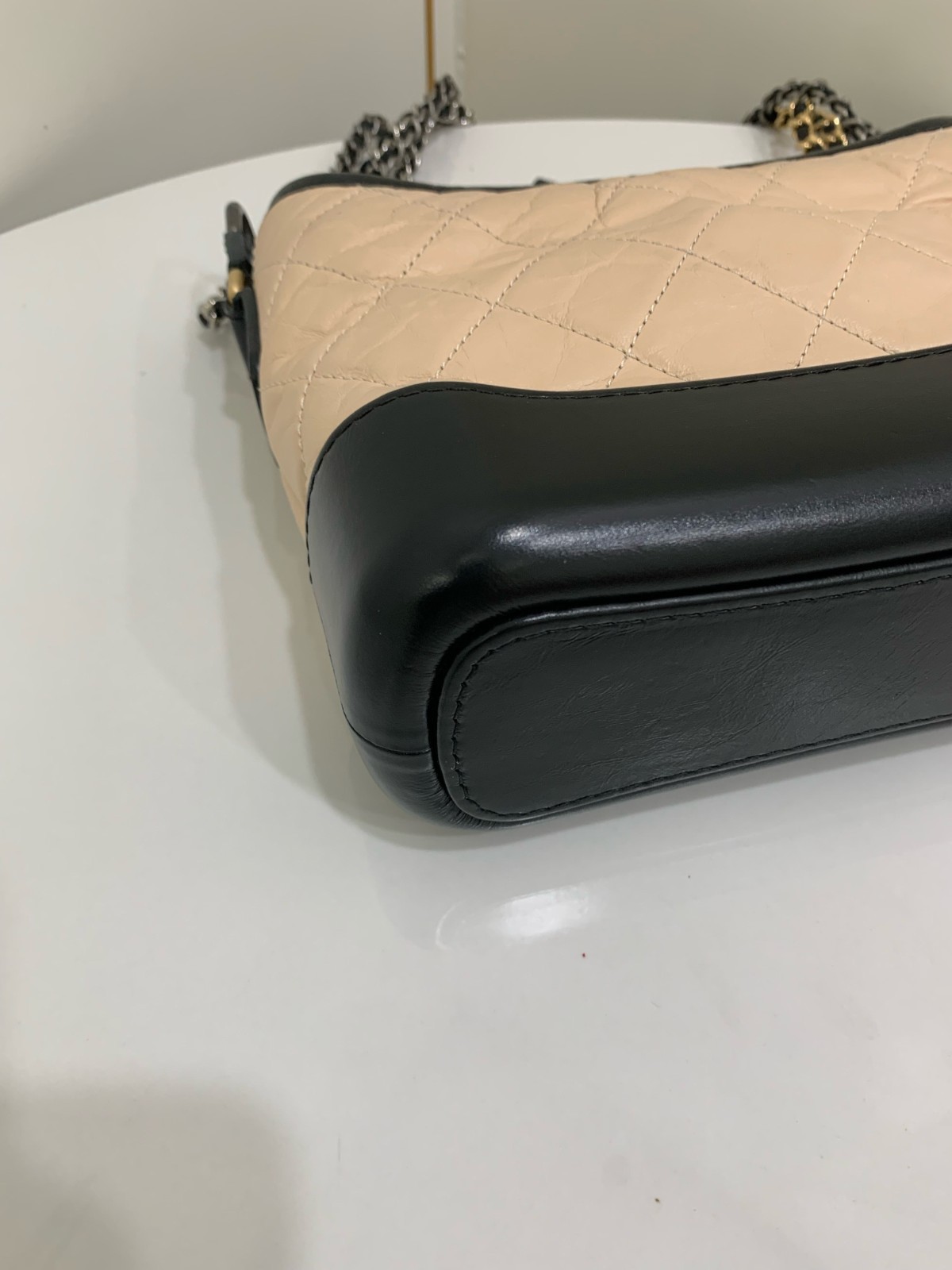 Chanel Gabrielle Small Hobo Bag Milk Tea Beige Leather Shoulder Bag
