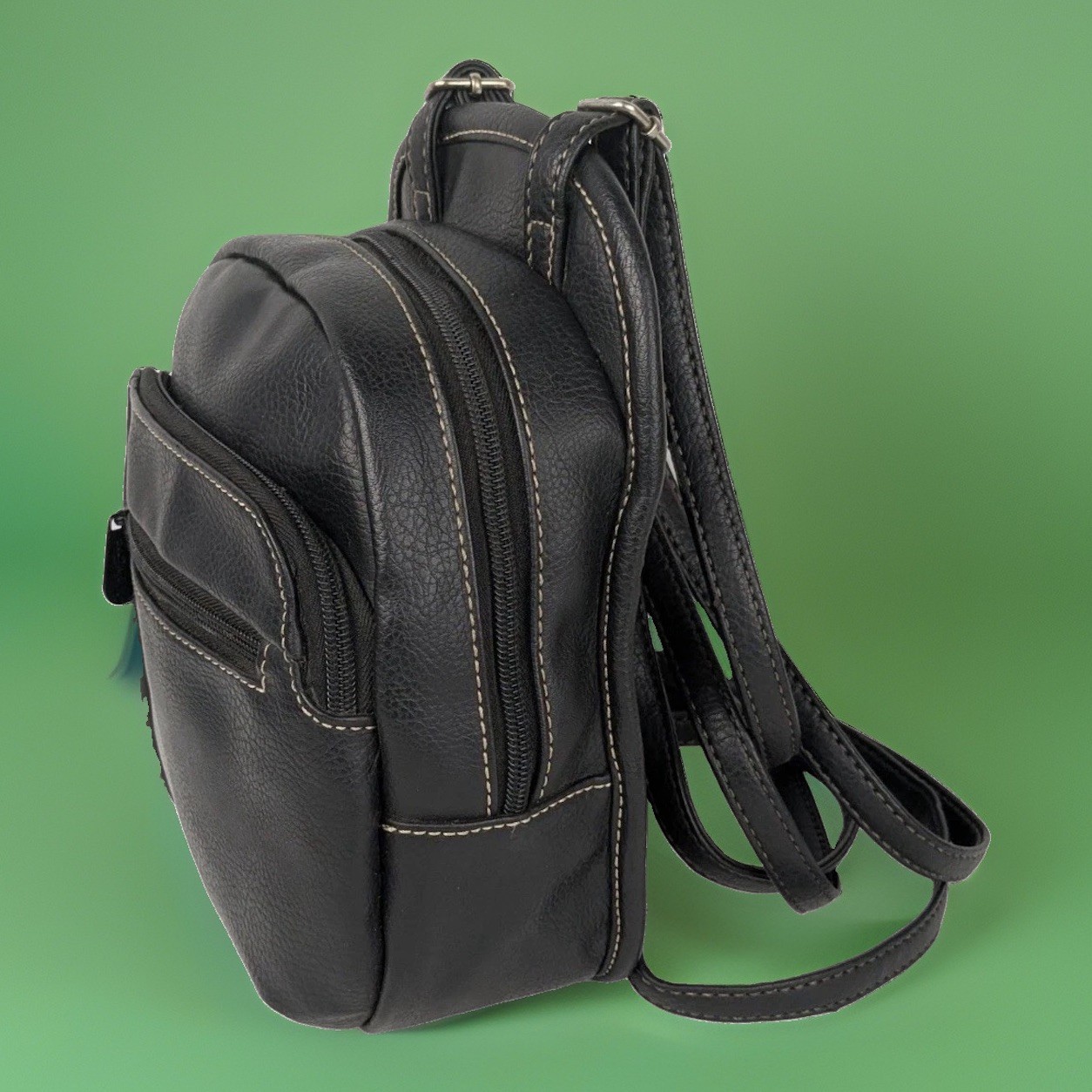 MultiSac Handbag Black Faux Leather Mini Backpack