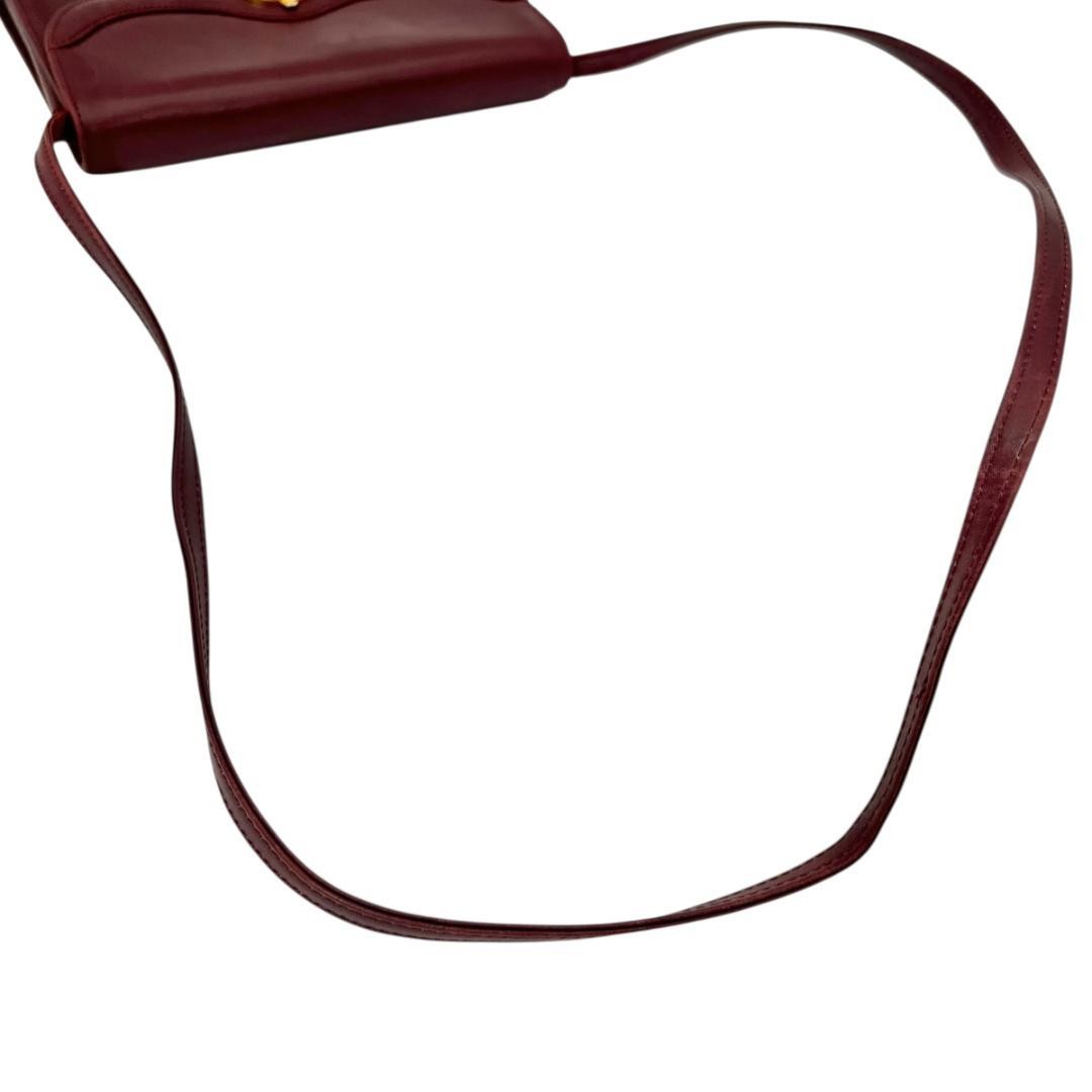 CELINE Triomphe Shoulder Bag Bordeaux Leather Gold Hardware Small Authentic