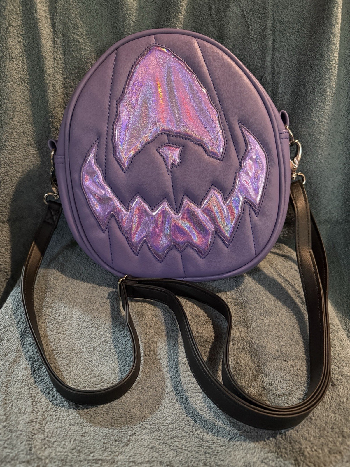 Love Pain and Stitches Handcrafted Pastel Rotten Egg Purple Oval Crossbody
