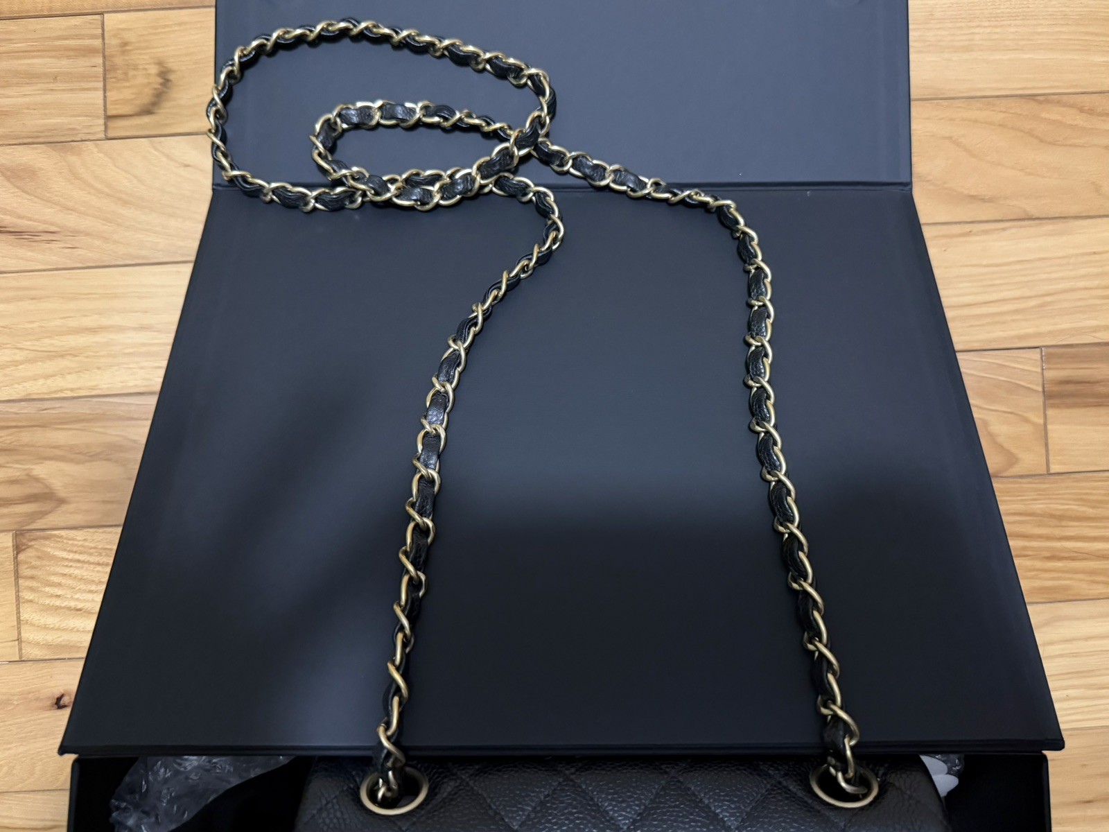 CHANEL Mini Rectangular Classic Flap Bag Black Caviar With Gold Hardware
