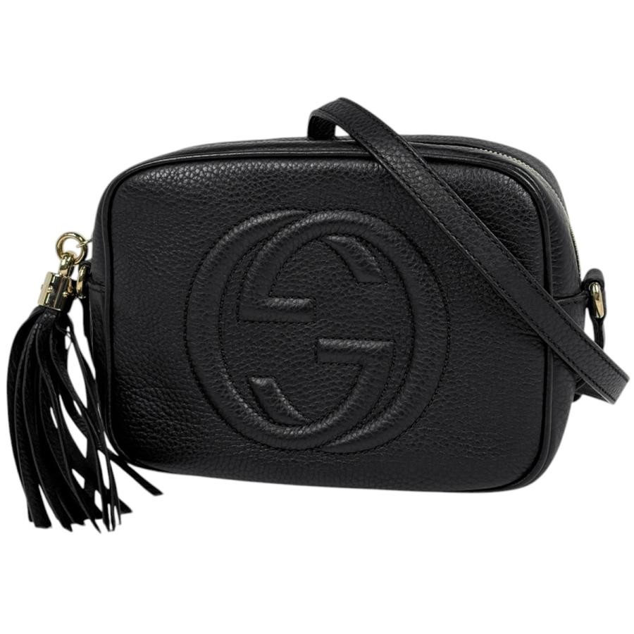 Gucci Interlocking G Leather Black Shoulder Bag 308364 #BS3246