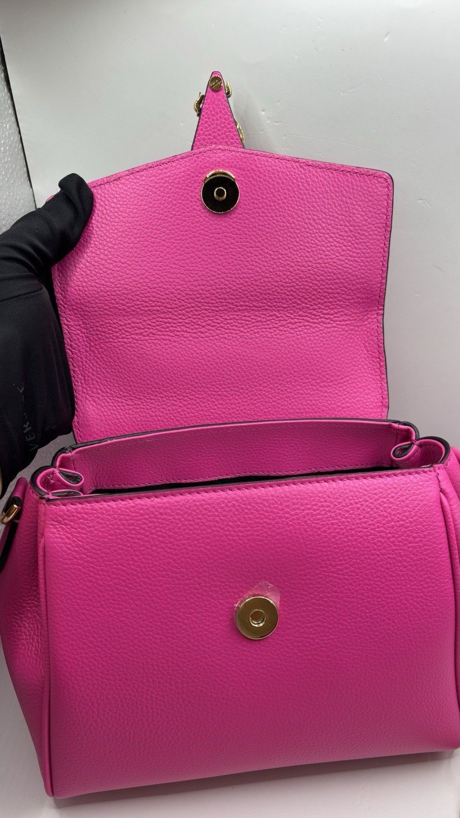Versace Virtus Grainy Calf Small Pink Top Handle Bag 1015556 IT NWT $2100