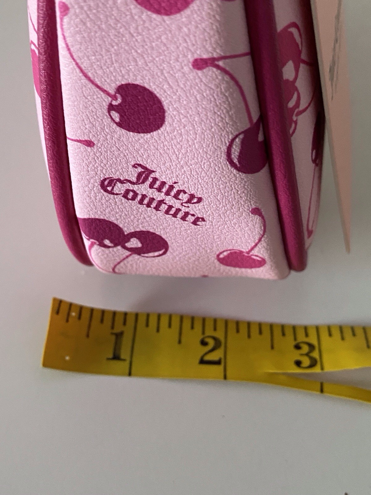 Juicy Couture Cherry On Top Mini Wristlet Bag Light Pink Raspberry Tart W/Charm