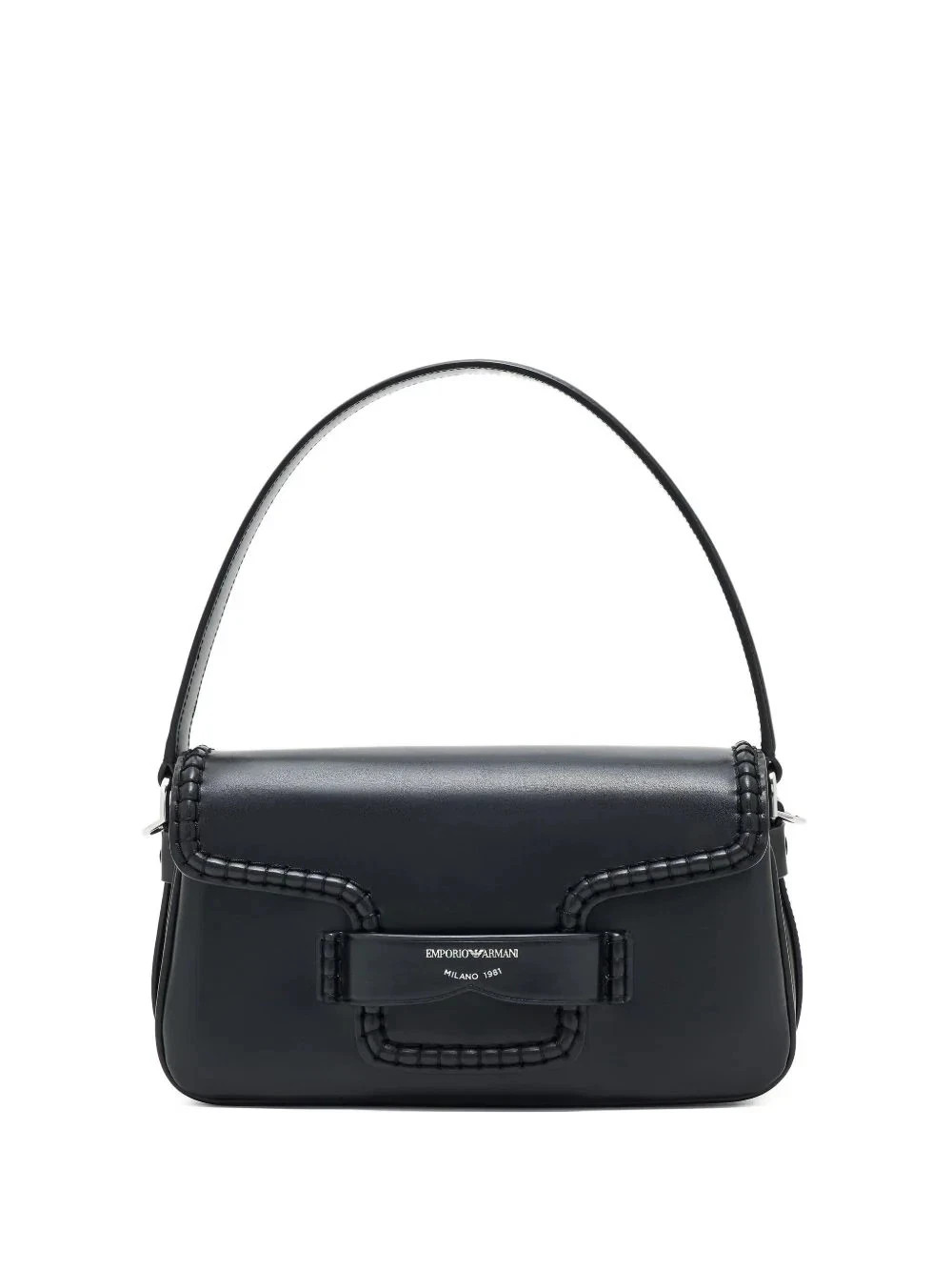 Emporio Armani Black Leather Shoulder Bag with Buckle & Detachable Strap