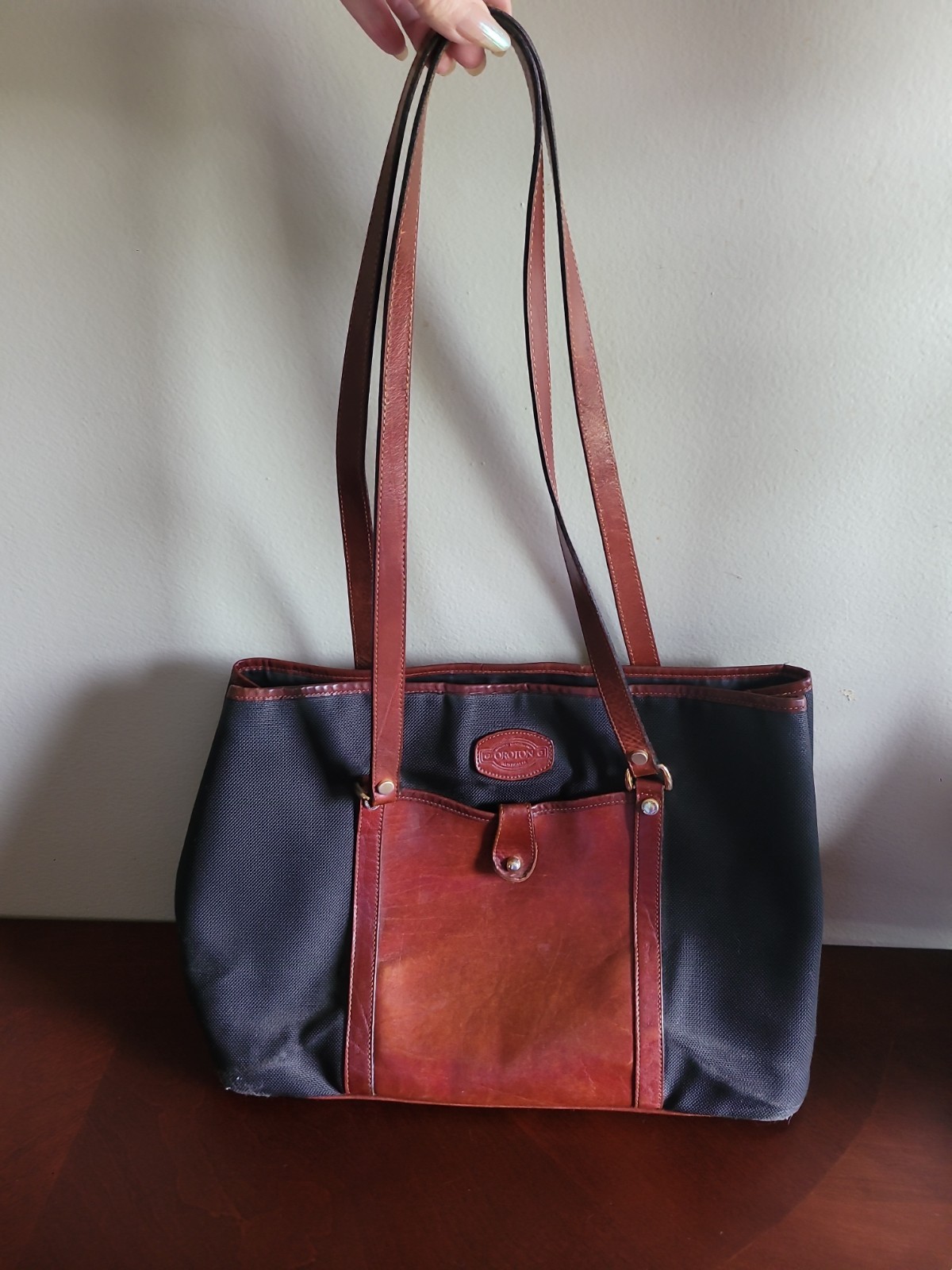Vintage Oroton Brown & Black Crossbody Tote Bag Rare