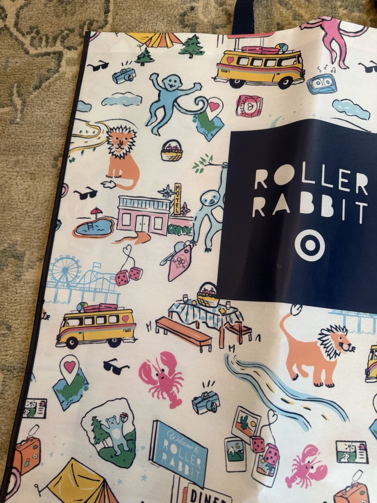 ROLLER RABBIT x TARGET TOTE BAG 24”x24” NEW RARE GIFT REUSABLE BAG