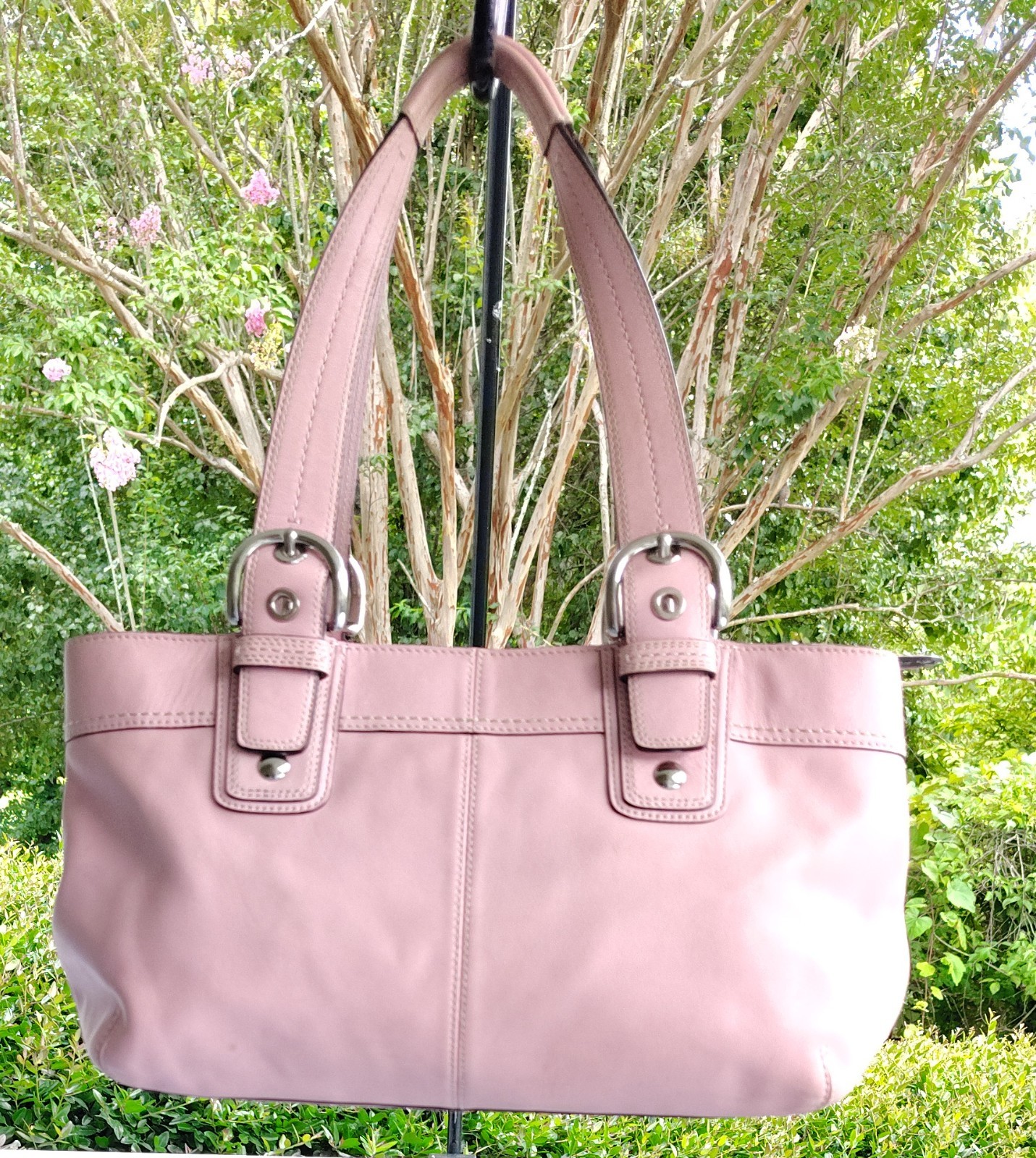 Coach LARGE F13732 Vintage Pink Soho Y2K Pleated Leather Shoulder Bag & Wallet