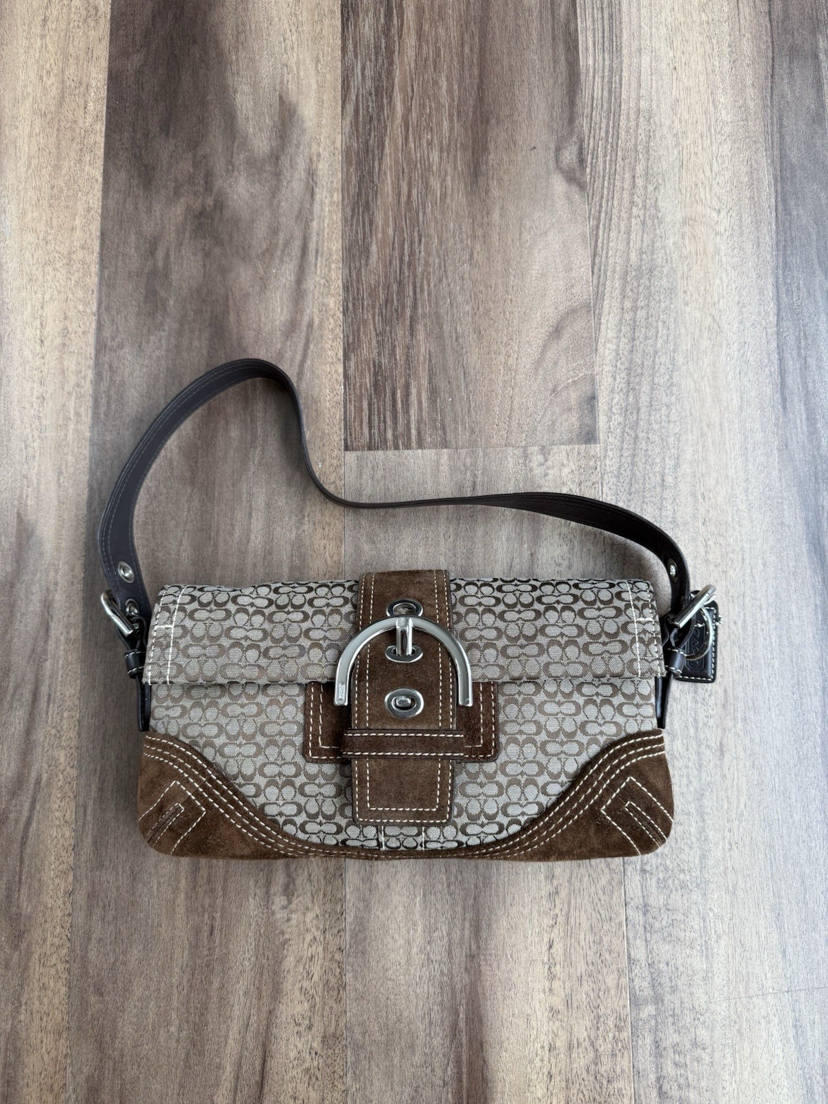 Coach 3624 Vintage Soho Brown Signature C Canvas Patchwork Shoulder Bag