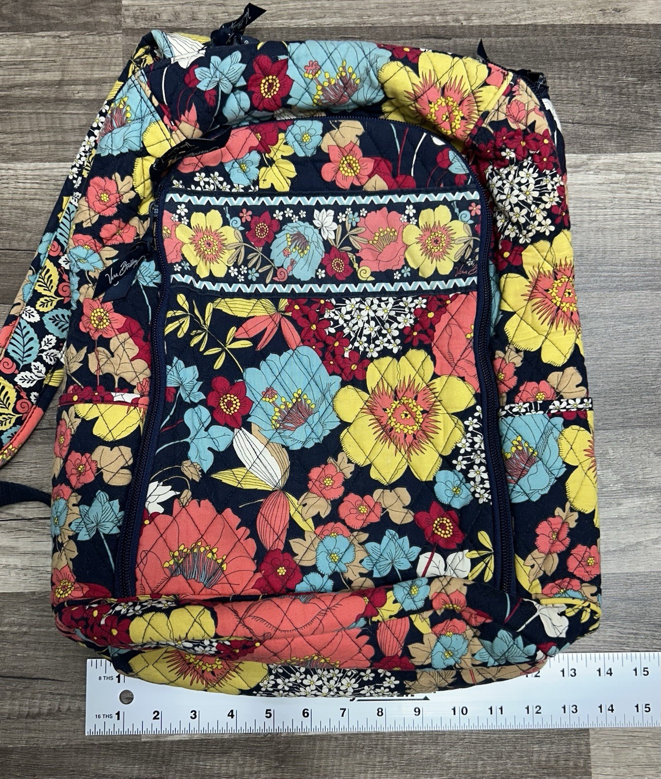 Vera Bradley Large LapTop Backpack “HAPPY SNAILS” Rare Floral Fabric School
