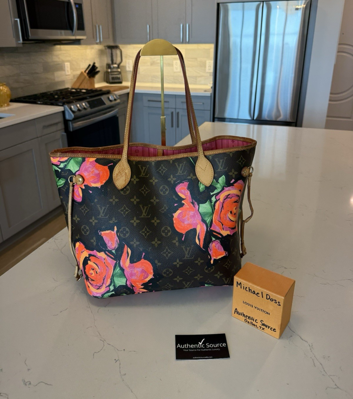 Louis Vuitton Neverfull MM Monogram Stephen Sprouse Roses Tote Pink Lining Rare