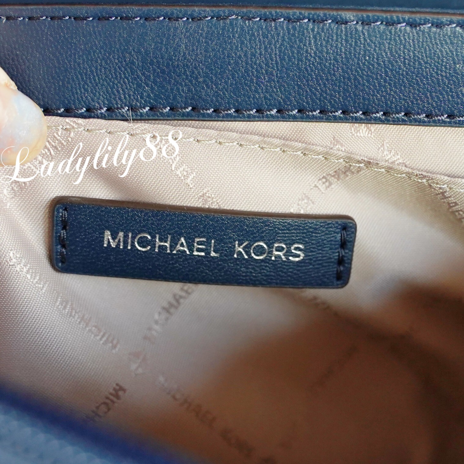 NWT Michael Kors Rose MD Navy Flap Shoulder Bag Crossbody Vegan Leather $528