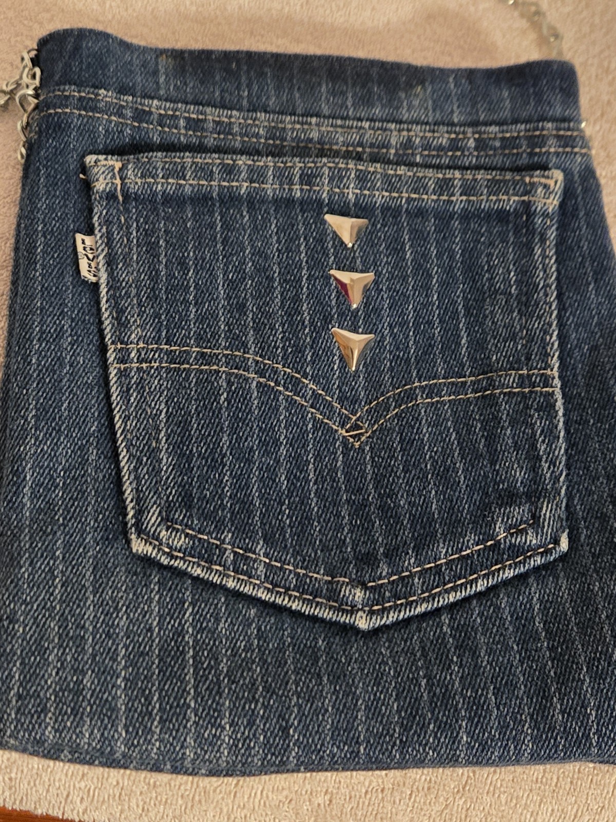 Levi Jean Handmade Purse W/beautiful Metal Strap