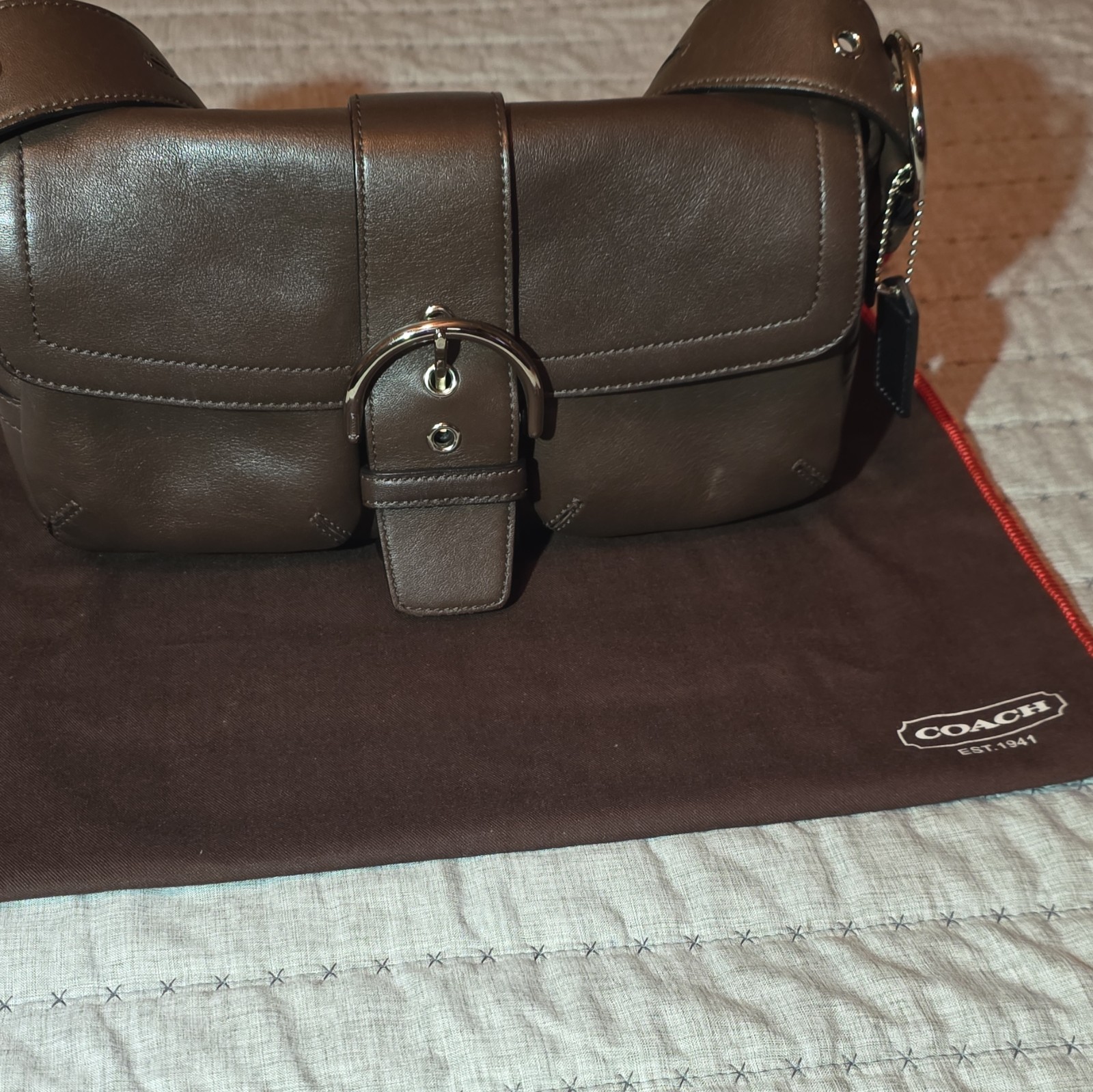 Coach MEDIUM 3653 Vintage Soho Chocolate Brown Leather Shoulder Bag