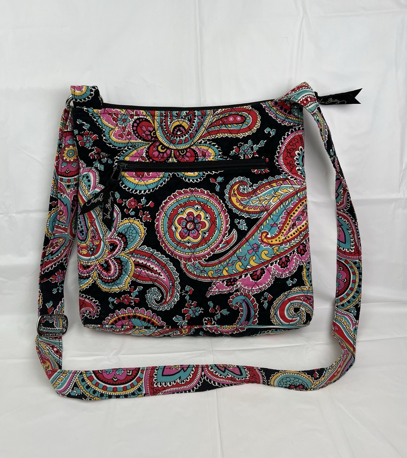 Vera Bradley Hipster Black Paisley Multiple Color Cross Body / Shoulder Bag