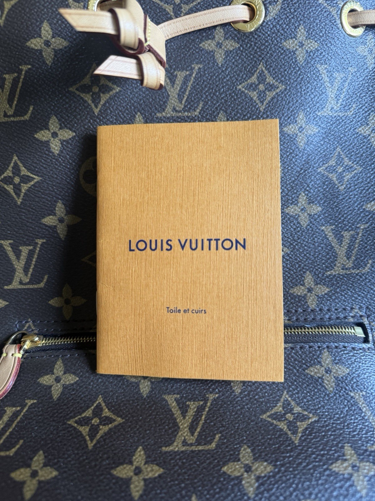 Louis Vuitton Monogram Drawstring Backpack Front Zip Pocket Gold Hardware