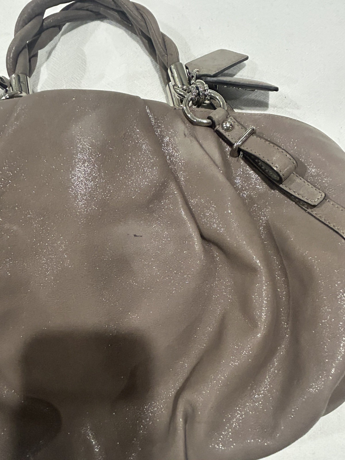 Coach Madison Metallic Sophia Gathered Satchel Purse Braided Handles & Strap