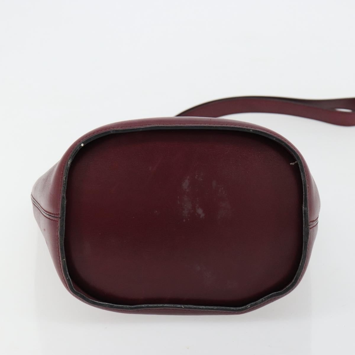 CELINE Circle Shoulder Bag Leather Bordeaux Gold Auth 181718