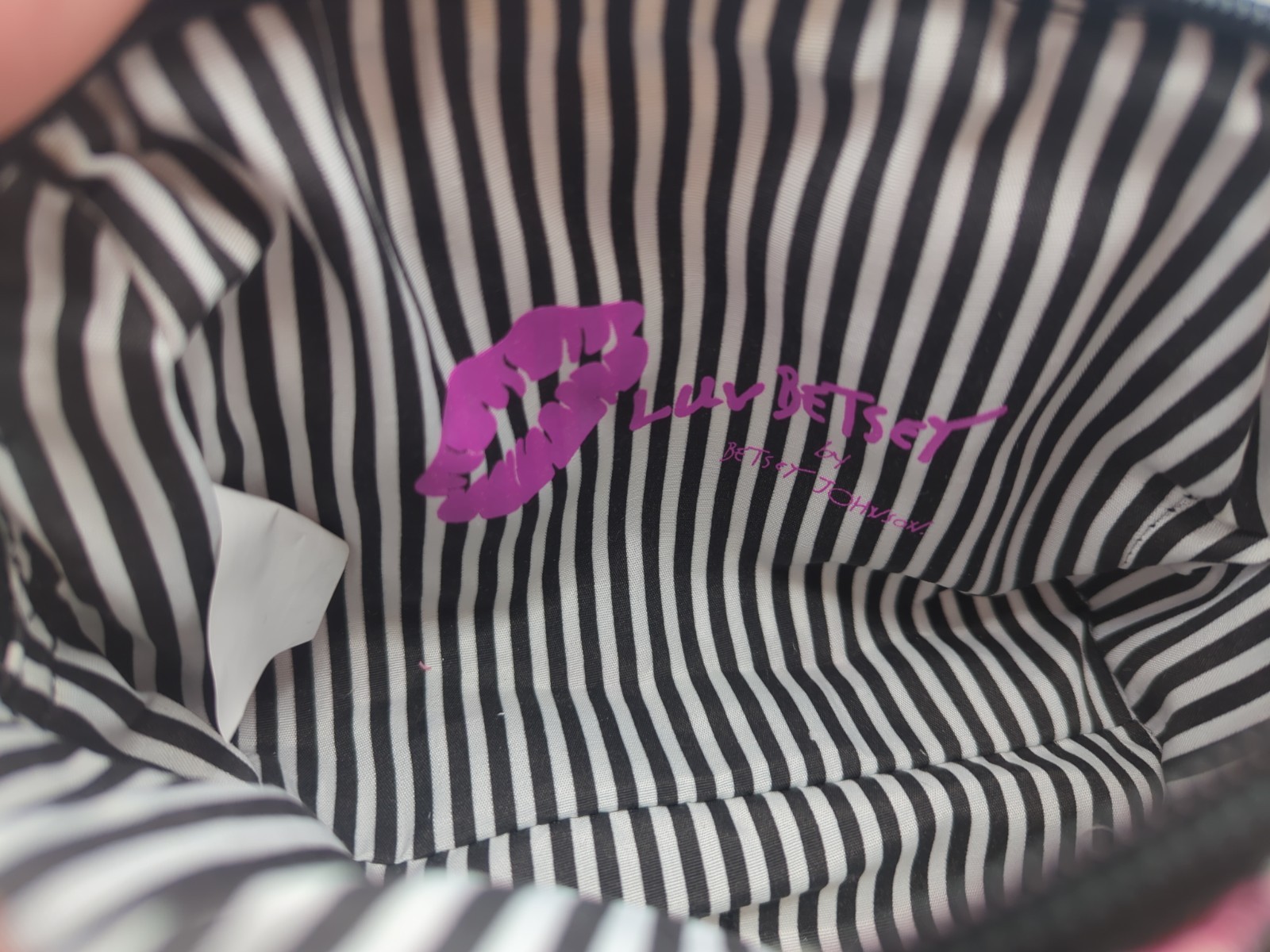 Luv Betsy by Betsy Johnson Pink Chevron Hearts Small Handbag