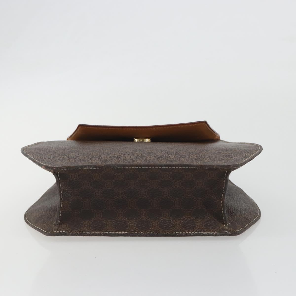 CELINE Macadam Canvas Star Ball Hand Bag PVC Leather Brown Gold Auth 195060