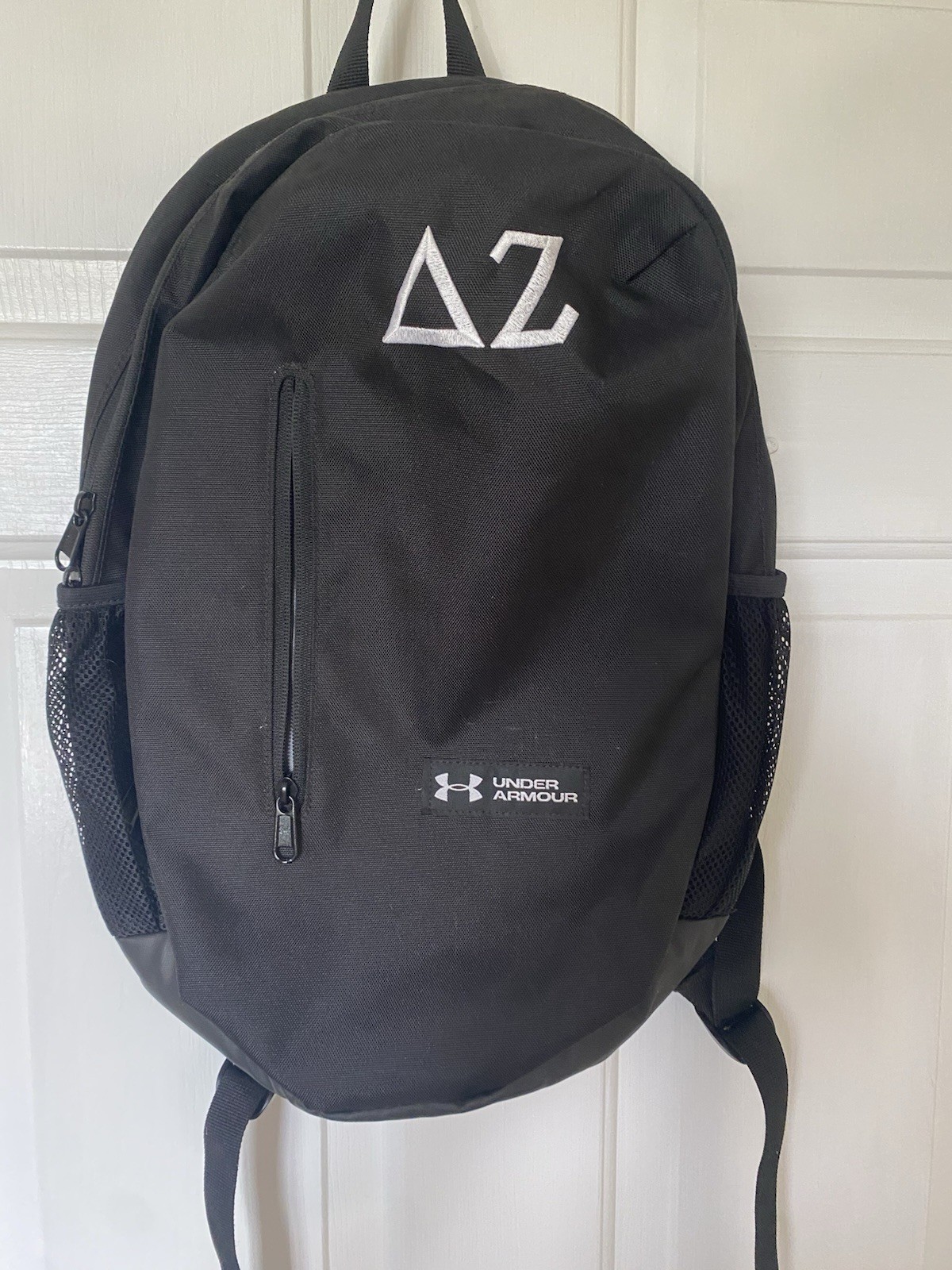 Delta Zeta Embroidered Under Armour black backpack, 18in x 14in, lightly used
