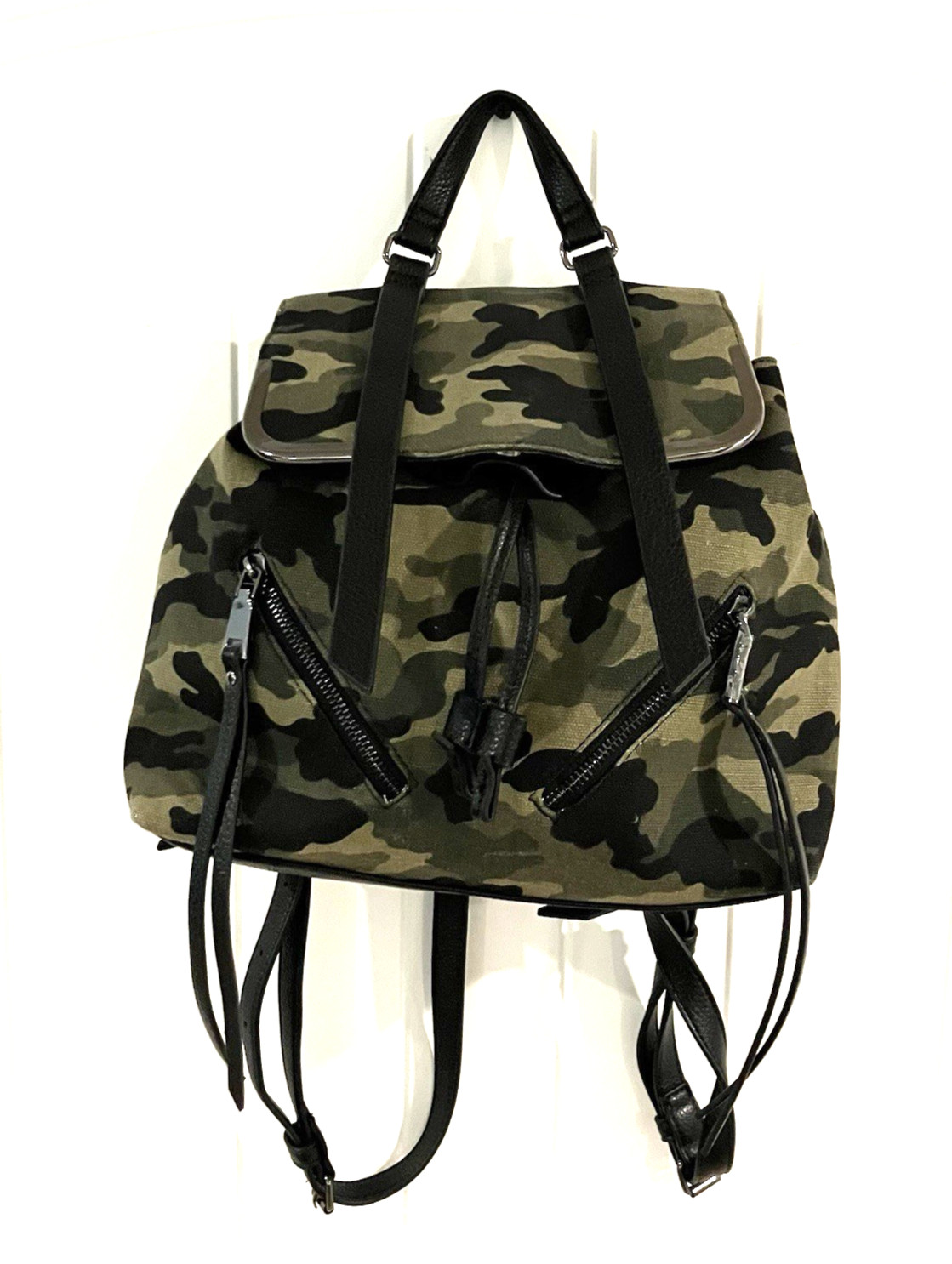 Mix No. 6 Camo Backpack Purse Top Handle Canvas Adjustable Straps Pink Interior
