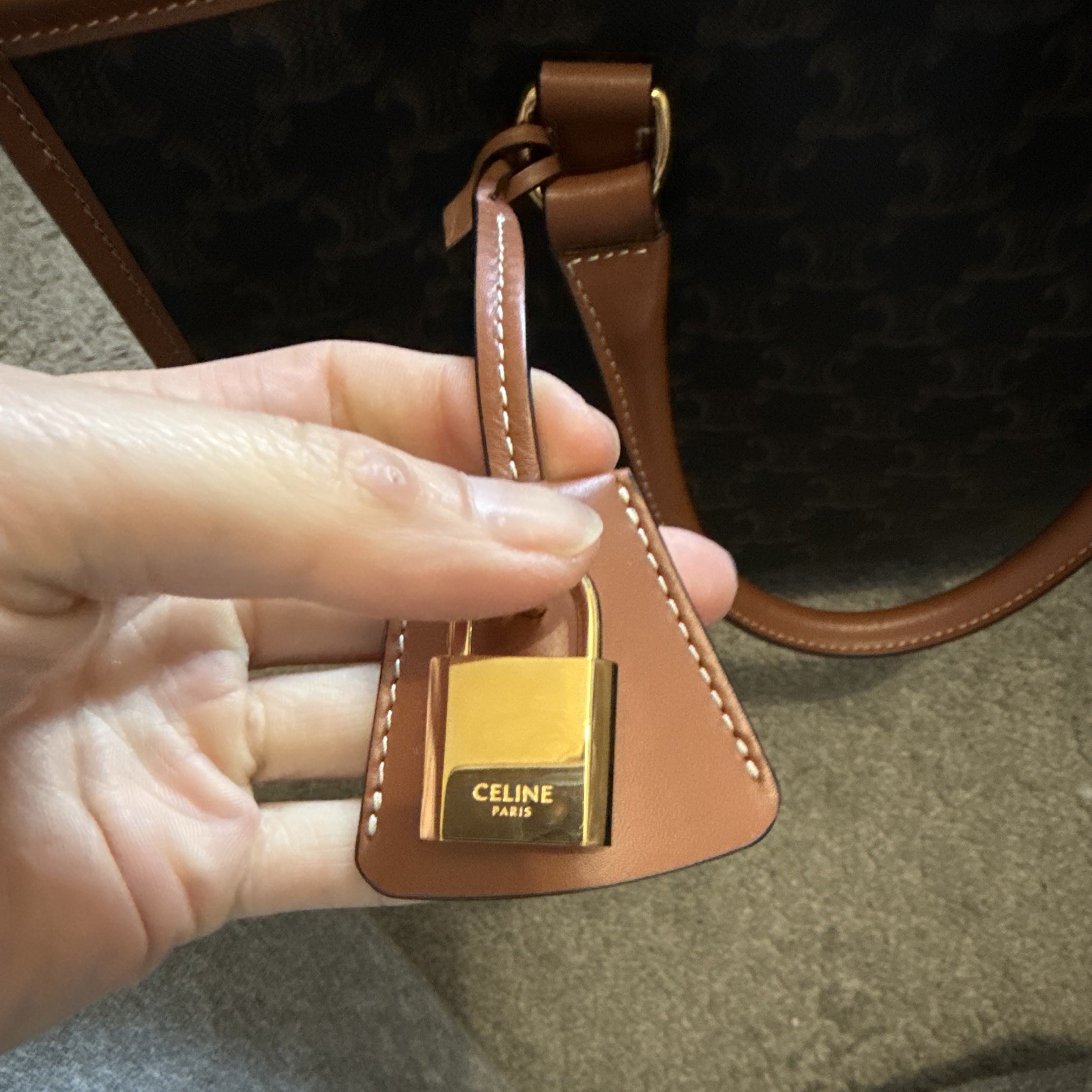 CELINE Mini Horizontal Cabas monogram canvas/leather tote detachable strap