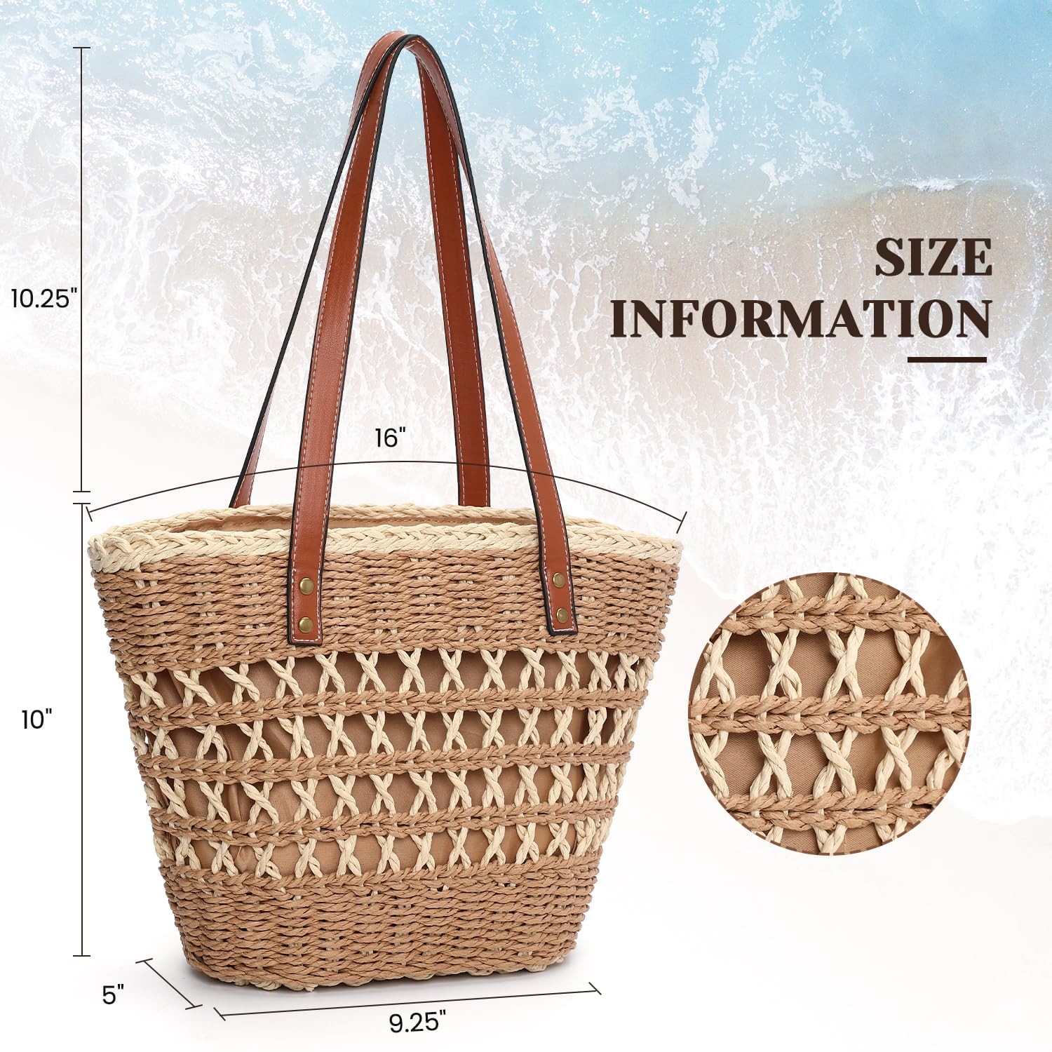 Beach Bags for Women, Summer Straw Beach Bag, Woven Straw Tote Bag Shoulder H…