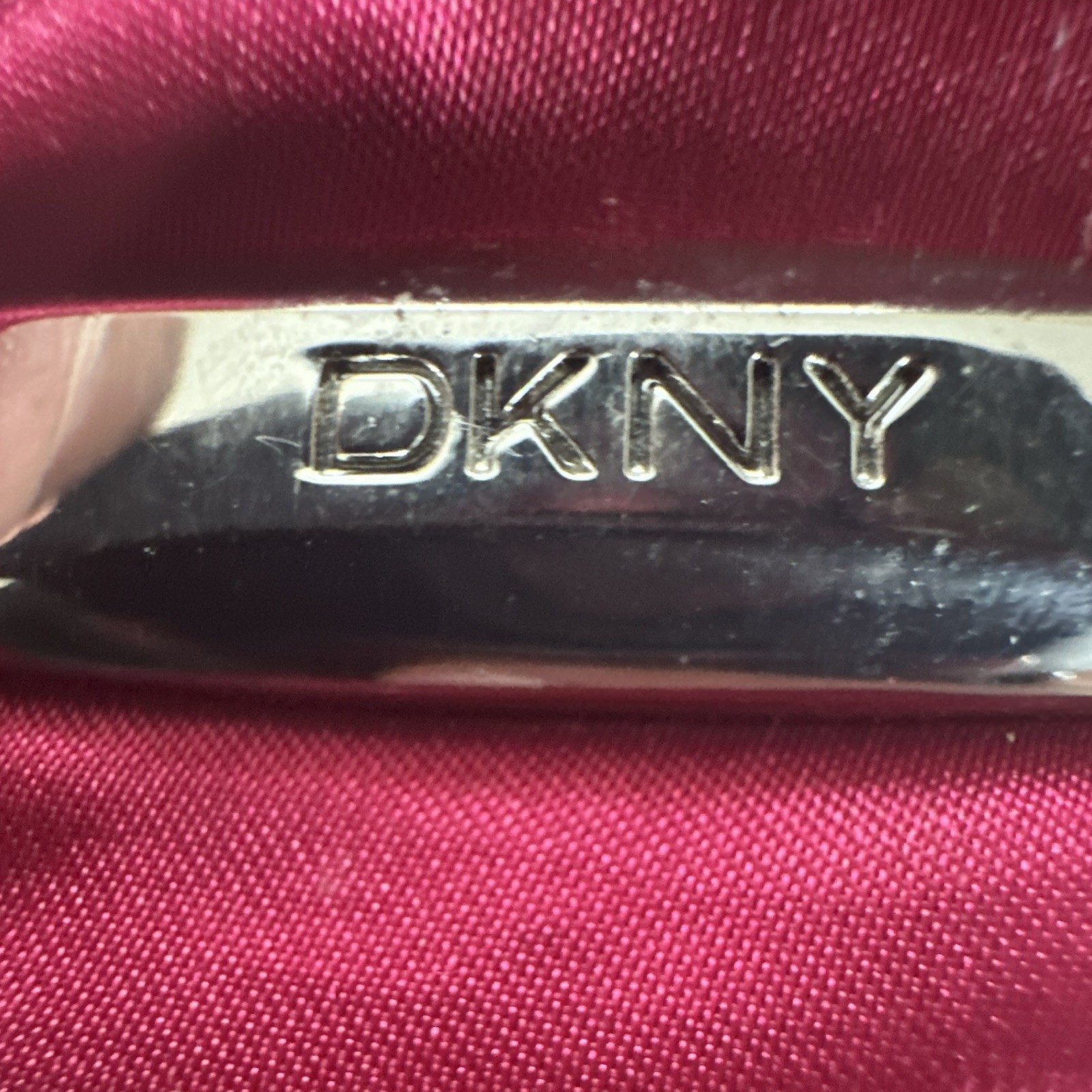 DKNY Pink Logo Quilted Tote Zip Top Silver Hardware Lined Inner Pockets