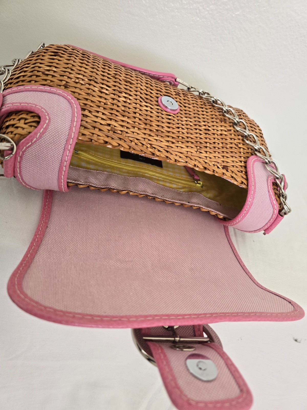 Rafe New york / Wicker & Pink Canvas Flap Small Chain Strap Shoulder Bag