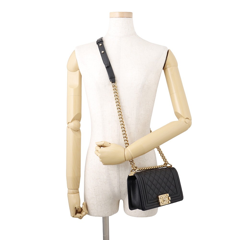 CHANEL Boy Chanel ChainShoulder Bag Size Small Calfskin Black A67085