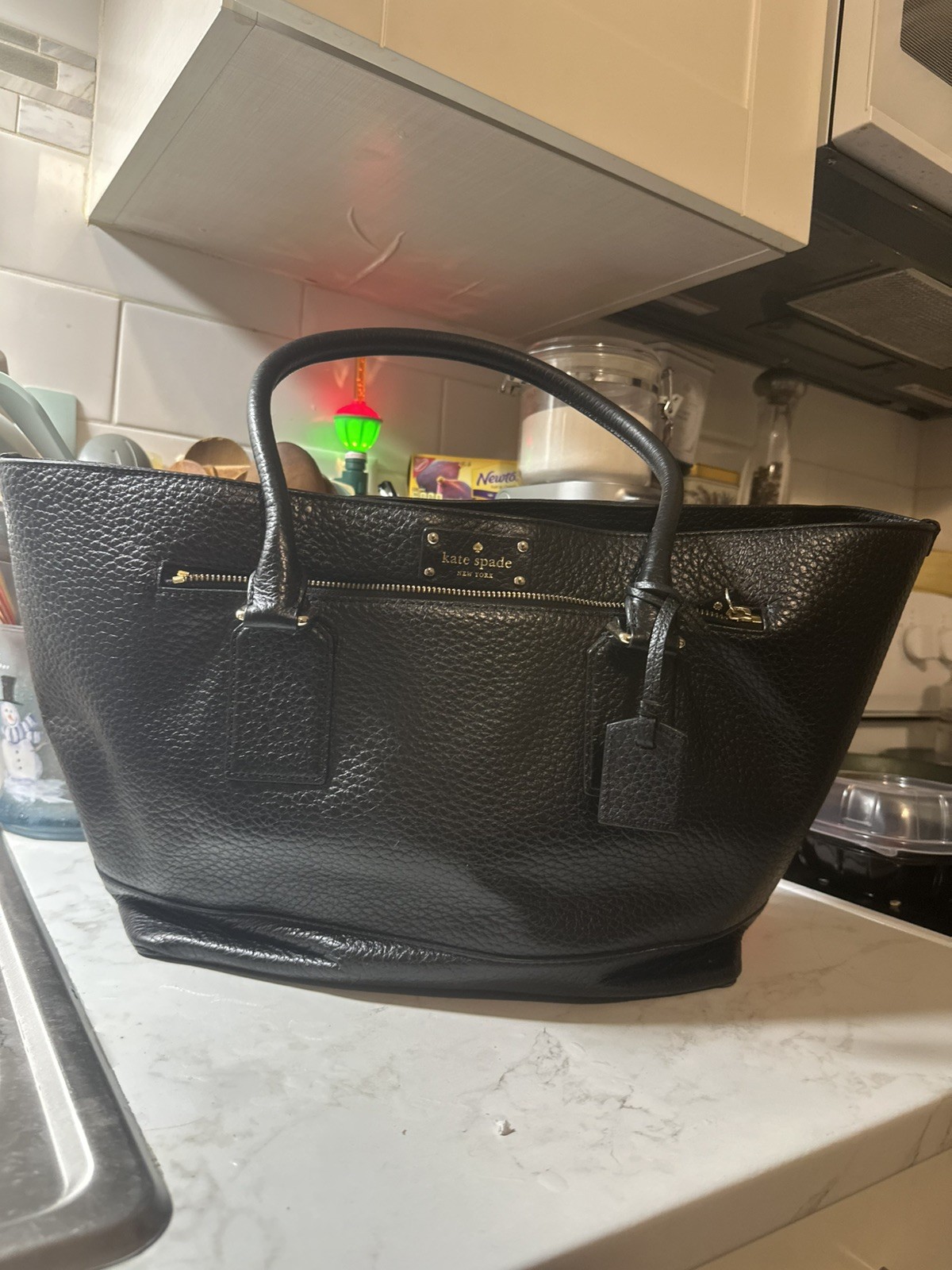 Kate Spade Bay Street Medium/Large Harmony Black Leather Tote Shoulder Bag Purse