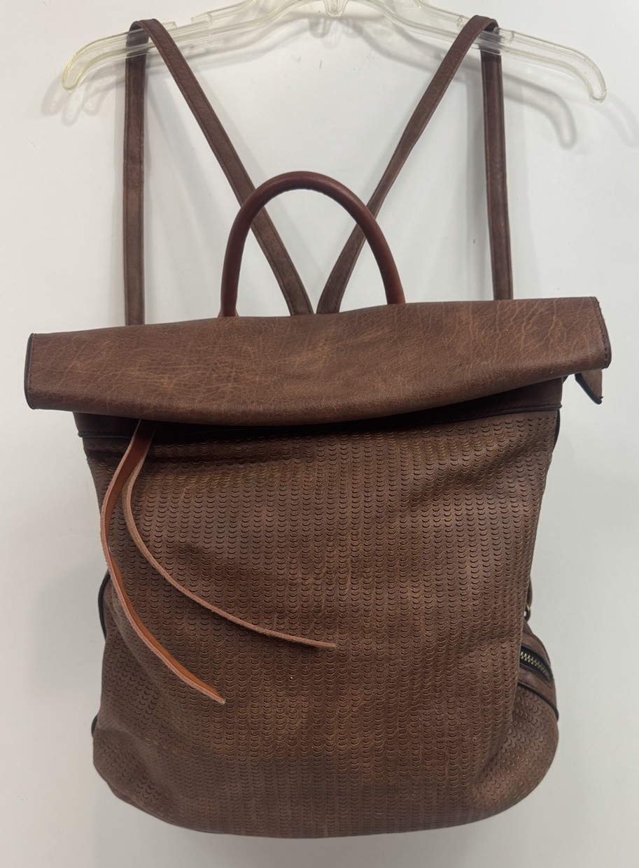 ChillX By Le Miel Large Brown Leather Backpack Adjustable Straps EUC