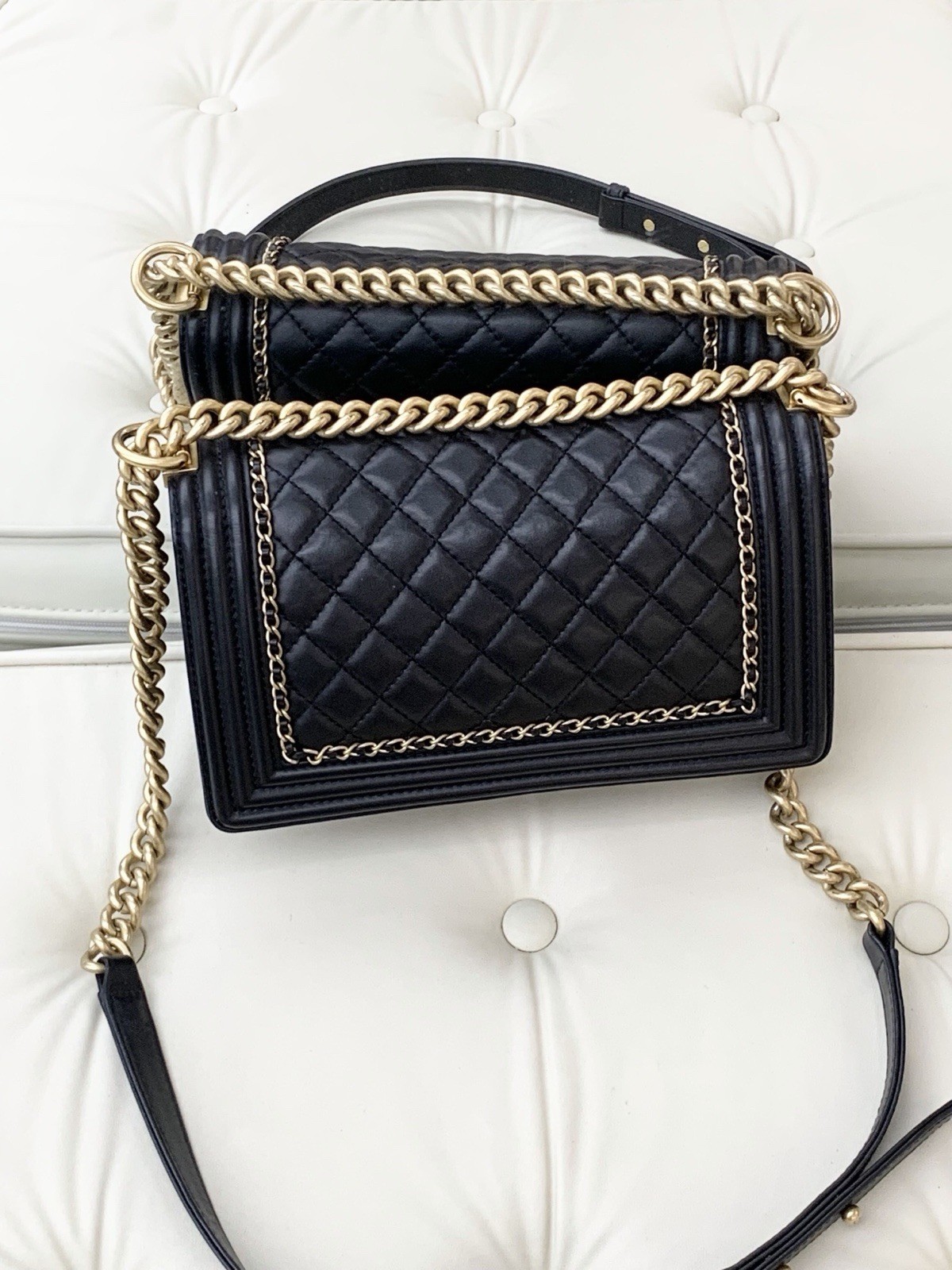 Authentic Pre-owned Chanel Medium Le Boy Bag in Black Calfskin with Gold