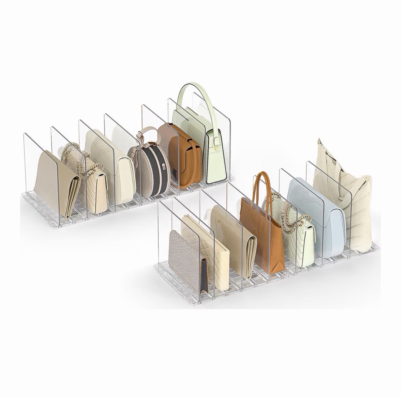 Adjustable Clear Handbag Organizer – Upright Purse Storage Shelf for Closet