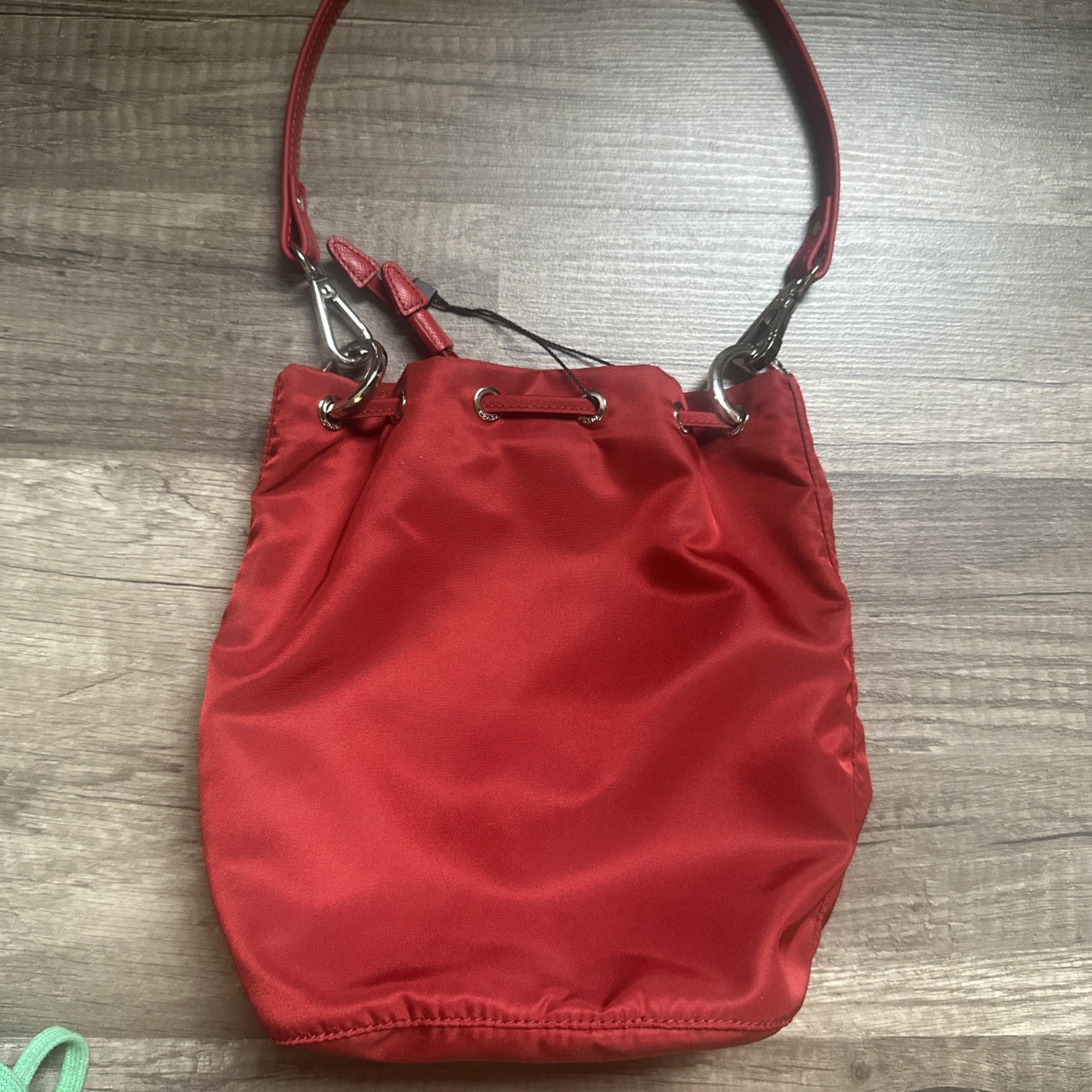 Prada Tessuto Drawstring Pouch In Fuoco 1NA369