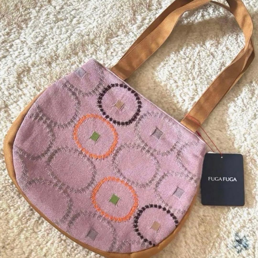 FUGAFUGA M.&KYOKO Knit Bag Light Pink Purple Camel Handle