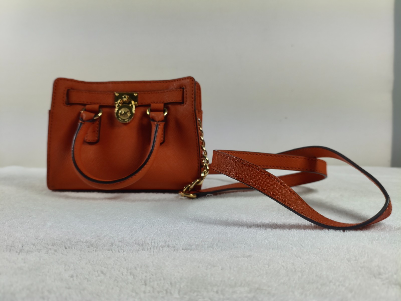 Michael Kors Small Satchel Coral Red Saffiano Leather Crossbody
