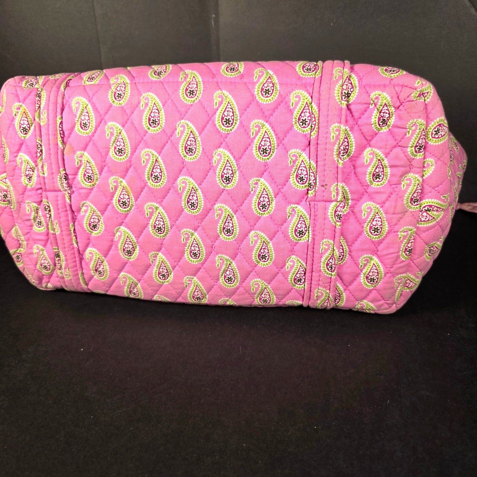 Vera Bradley Duffle Bag Bermuda Pink Paisley Pattern Quilted Cotton Fabric