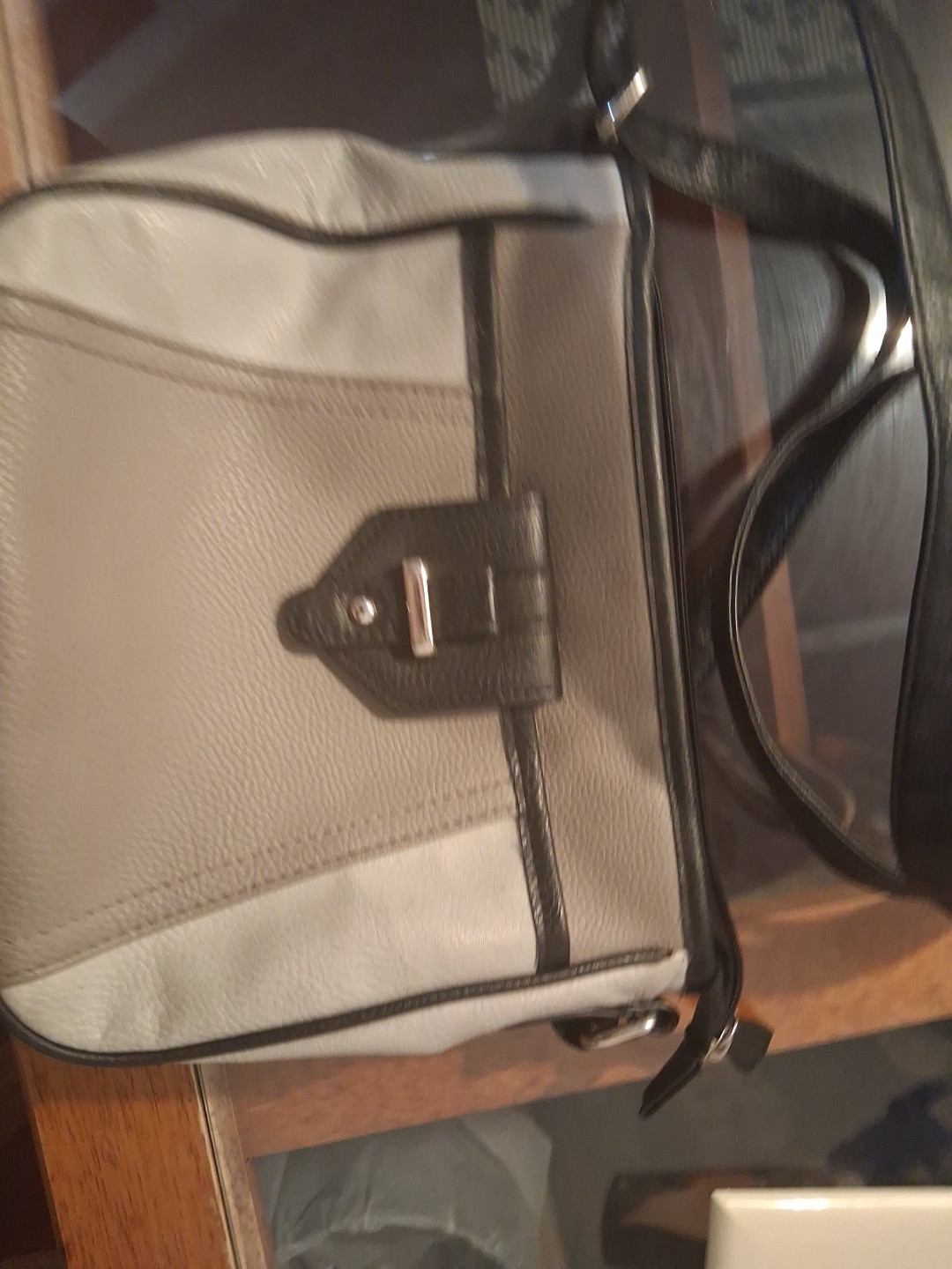 Womans Grey Faux Leather Shoulder Bag