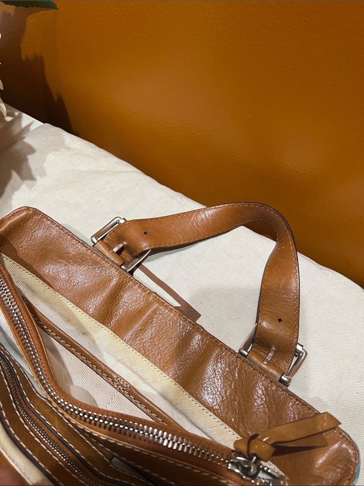 Y2K Michael Michael Kors Signature Jacquard Satchel with Brown Leather Trim