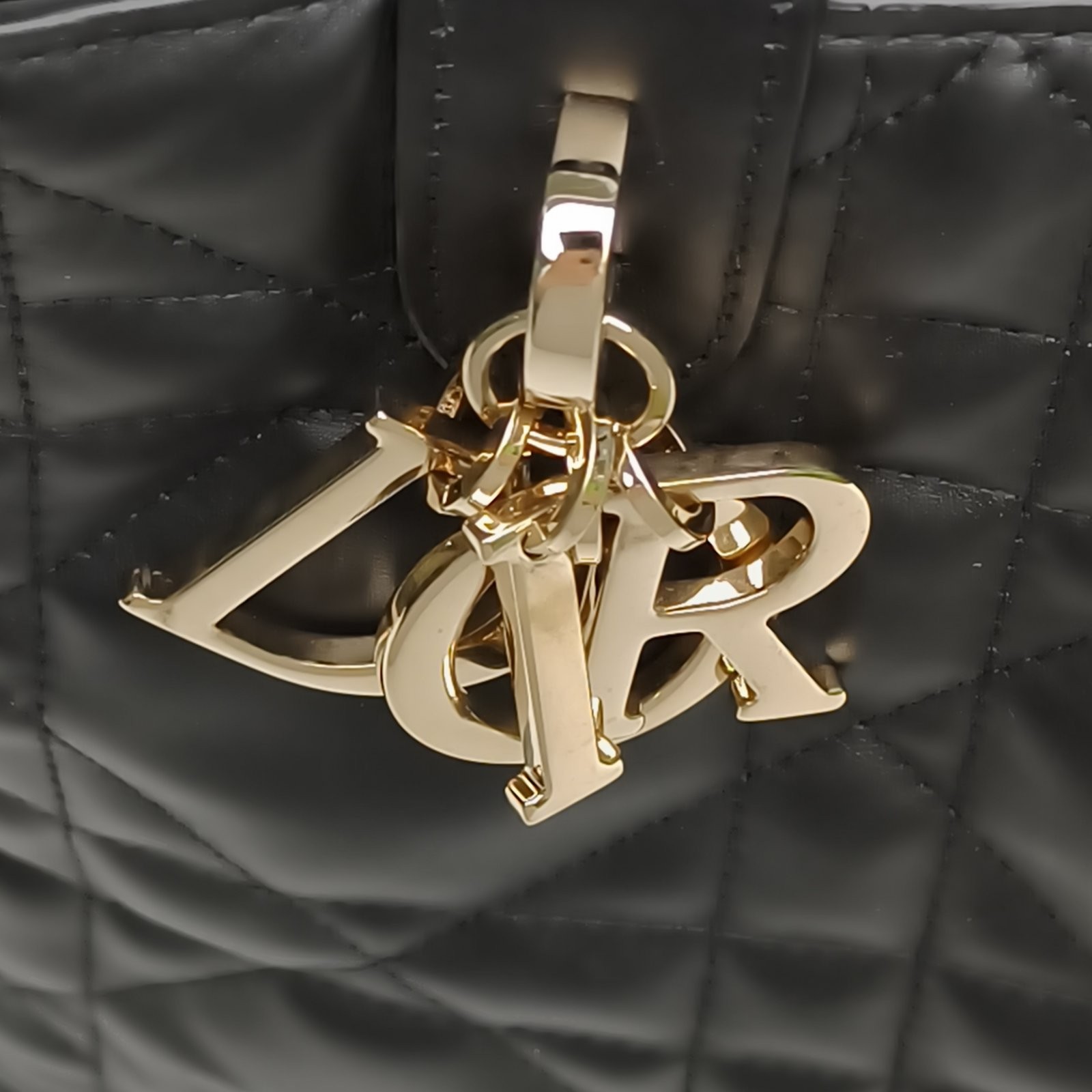 DIOR Toujours Shoulder and Tote Bag Medium 28.5cm Black Calfskin Handbag