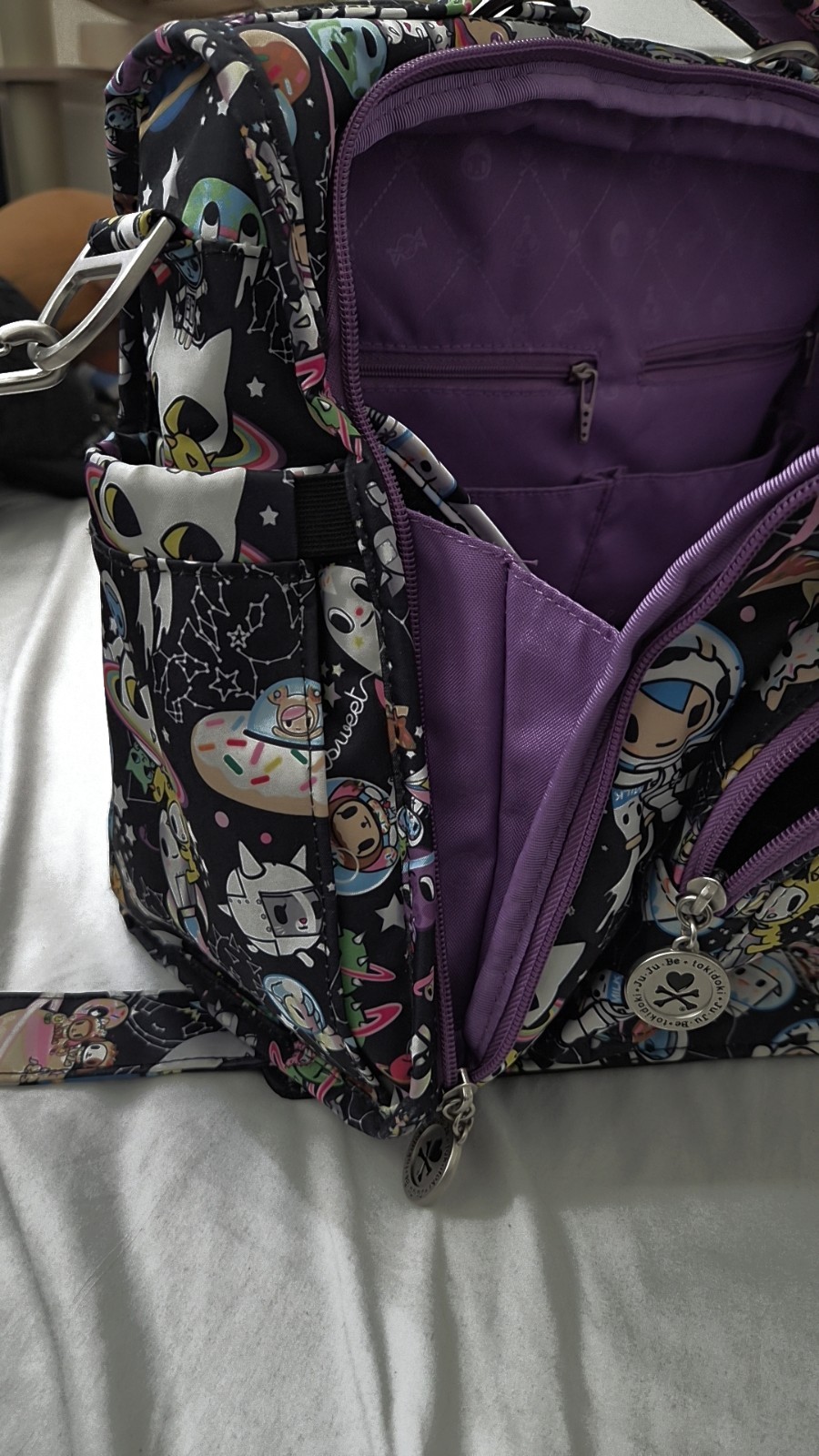 Rare Ju-Ju-Be Tokidoki Space Shoulder Bag Zip, Detachable Strap, Pockets Purple