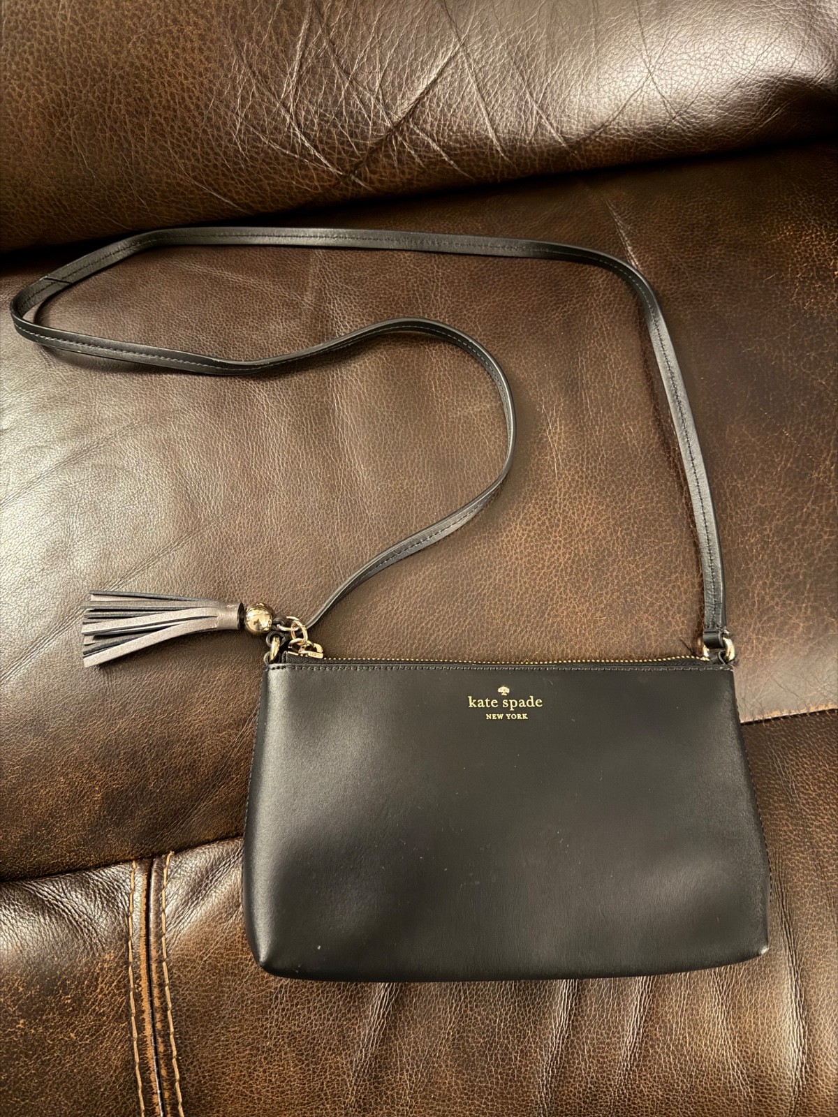 Kate Spade Ivy Street Amy Black Smooth Leather Crossbody WKRU4856 NWT $198 FS Y