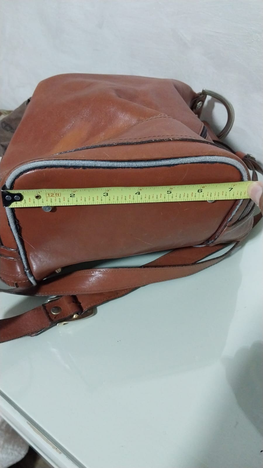 Vintage VALENTINA Italy Genuine Brown Leather Sling Backpack Rucksack Bag