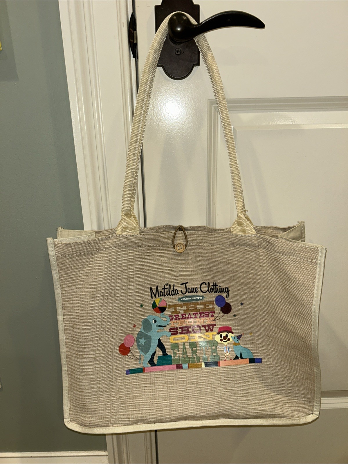 MATILDA JANE CLOTHING RARE THE GREATEST TRUNK SHOW ON EARTH BAG TOTE CANVAS