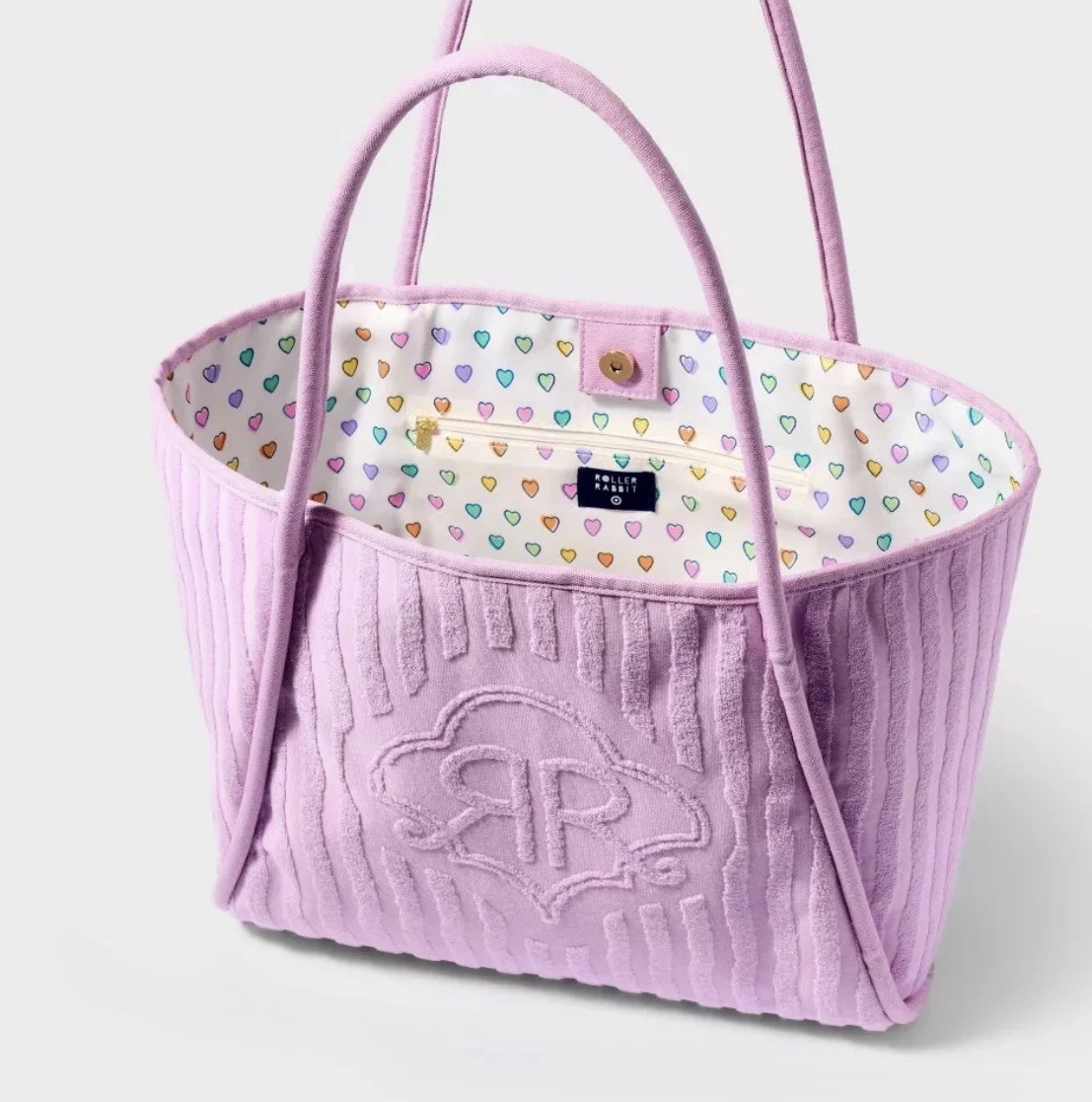 Roller Rabbit x Target Striped Large Terry Beach Tote Bag Lavender – NEW