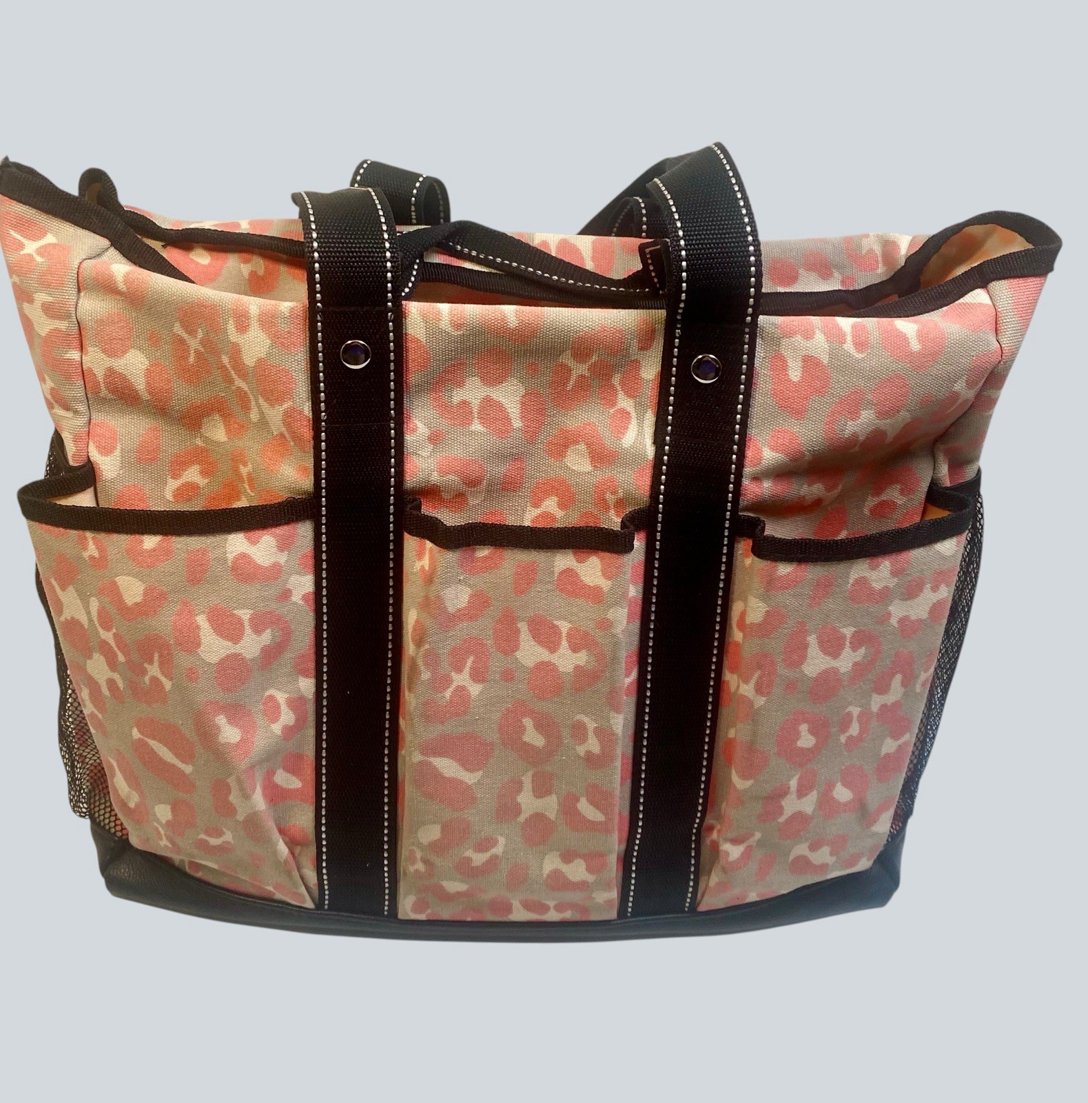 Utility Tote Bag Zip Top Organizer 10 Pockets Pink Teacher Nurse Shopping