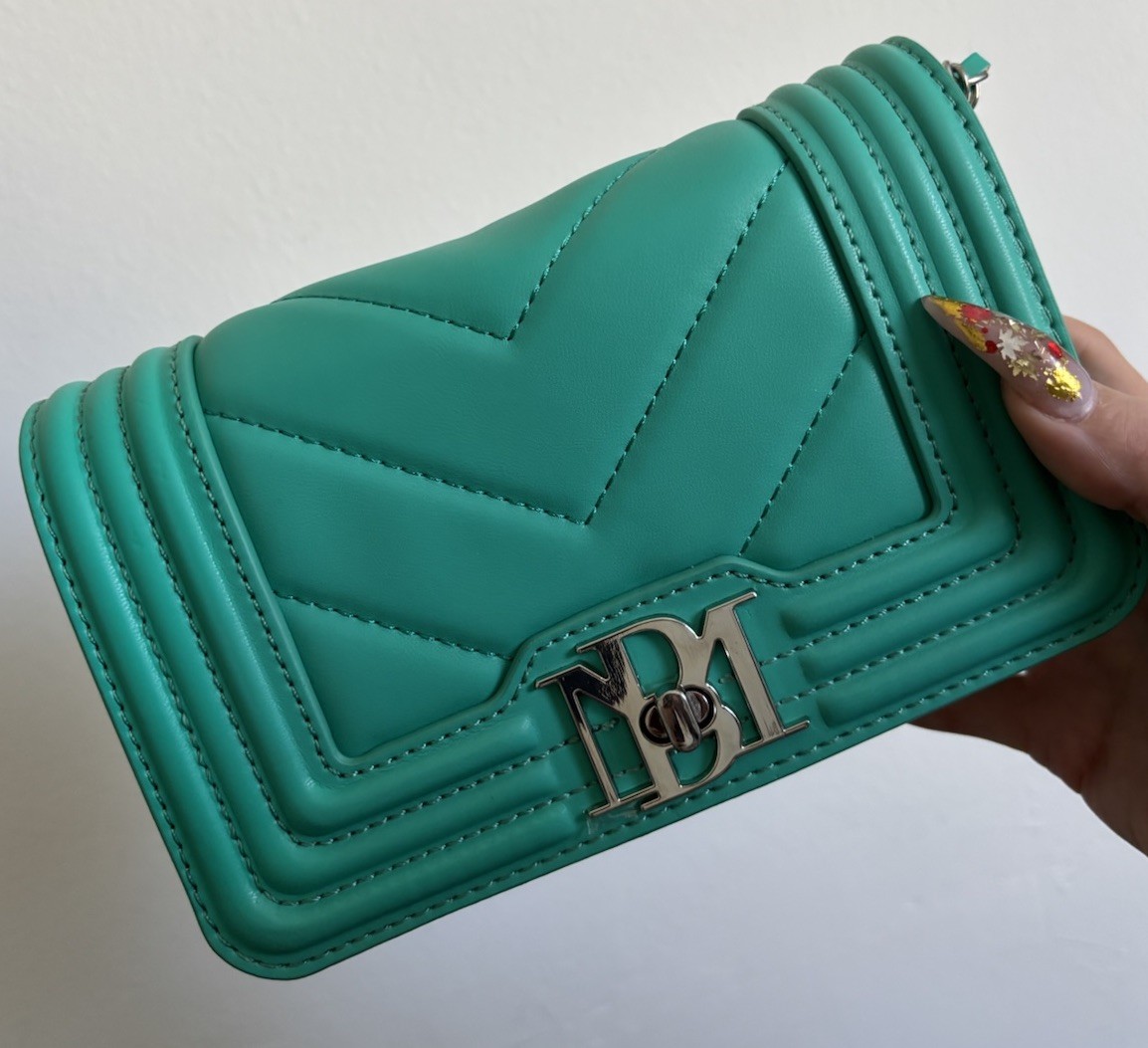 Badgley Mischka Green Women’s Vegan Leather Quilting Crossbody Bag
